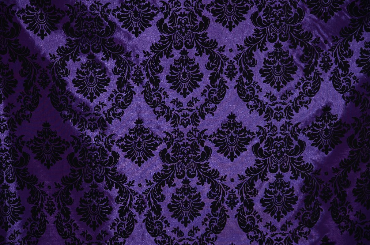 2 YARDS TAFFETA DAMASK VELVET FLOCKED PURPLE DRESS HOME DECOR APPAREL CURTAINS 2 YARDS TAFFETA DAMASK VELVET FLOCKED PURPLE DRESS HOME DECOR APPAREL CURTAINS