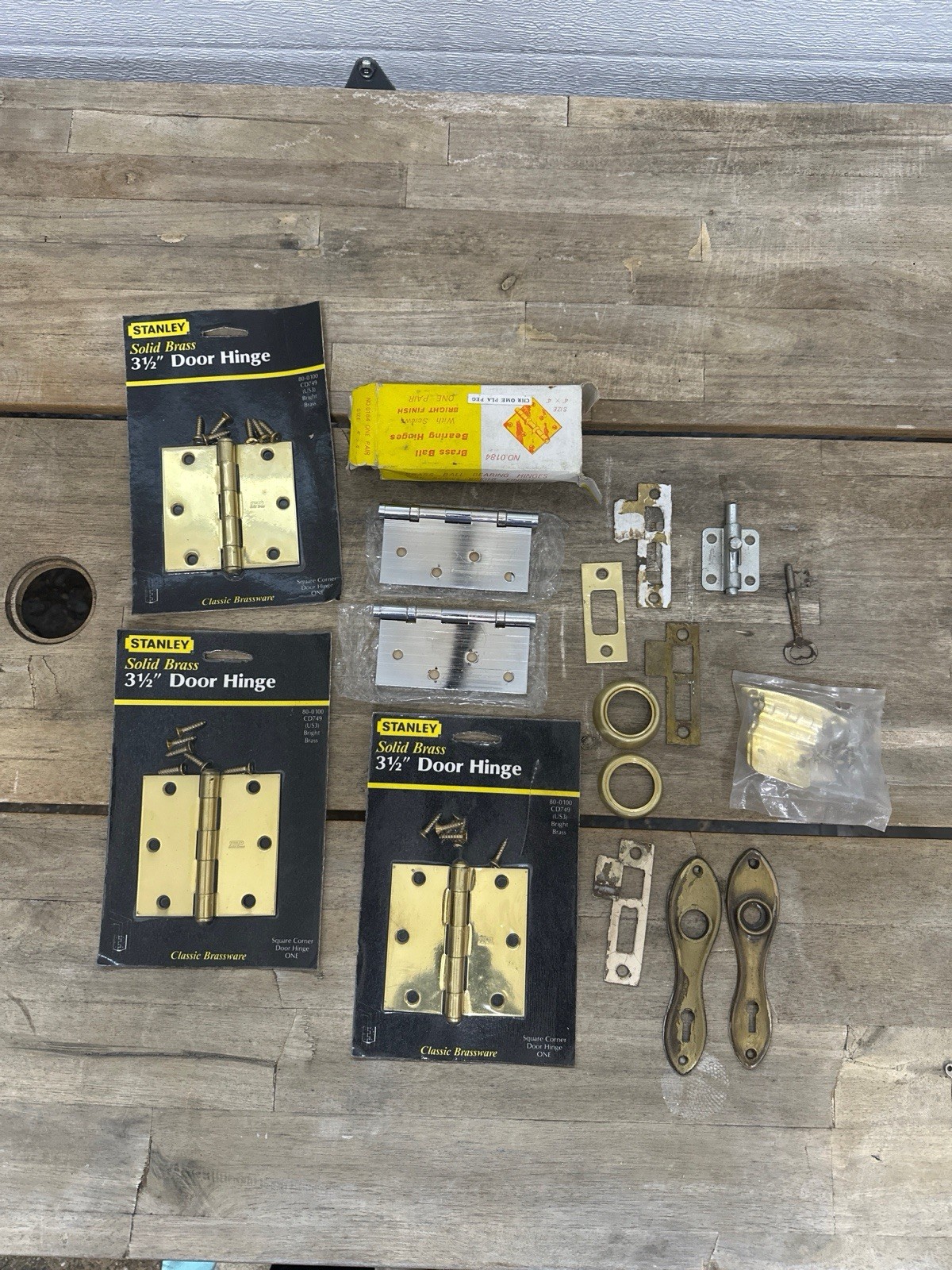 Vintage Hardware Lot Stanley Solid Brass 3.5\ Vintage Hardware Lot Stanley Solid Brass 3.5\