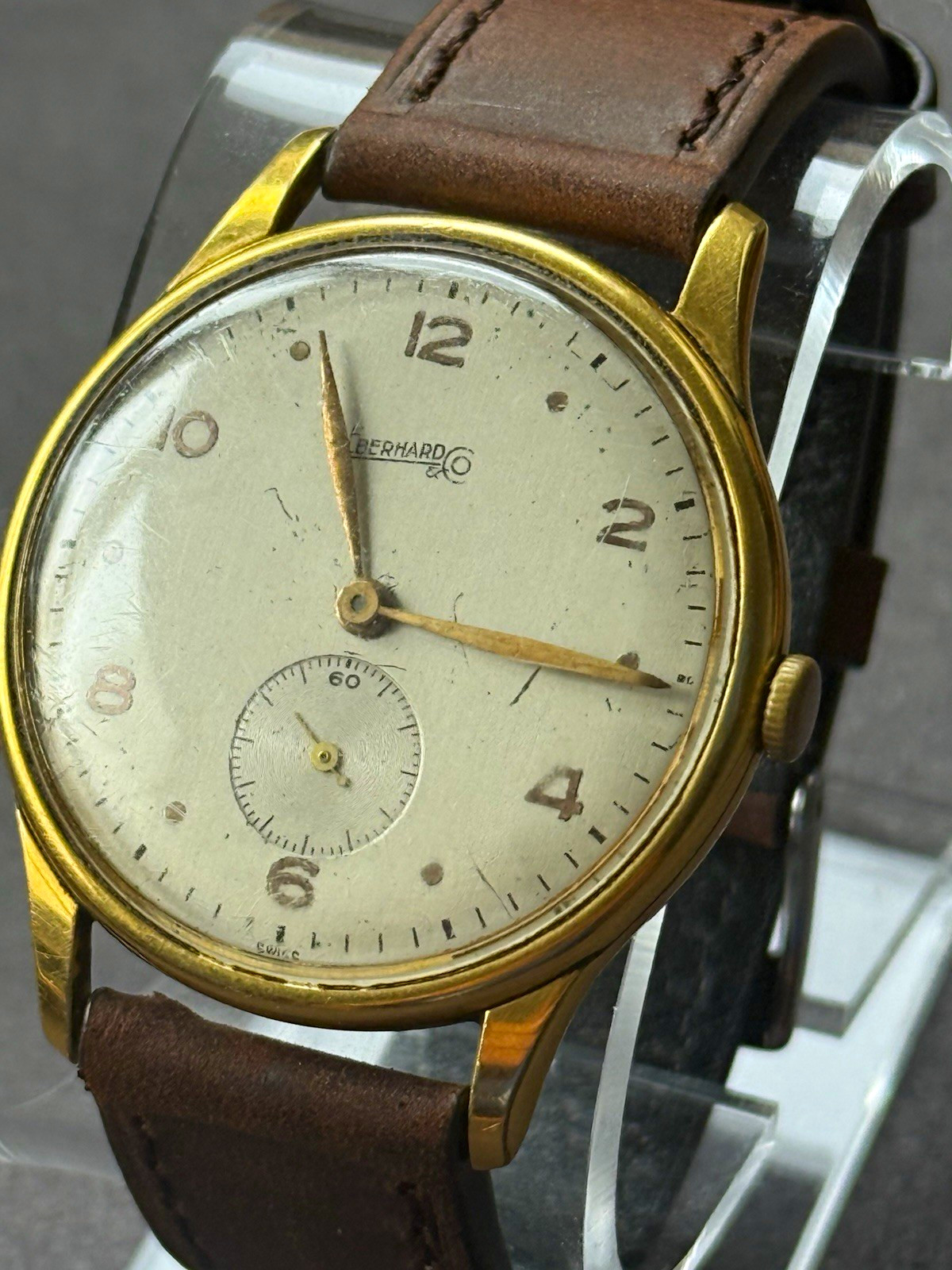 Vintage Eberhard & Co Gold-Filled Swiss Dress Watch Patinated Dial Small Seconds