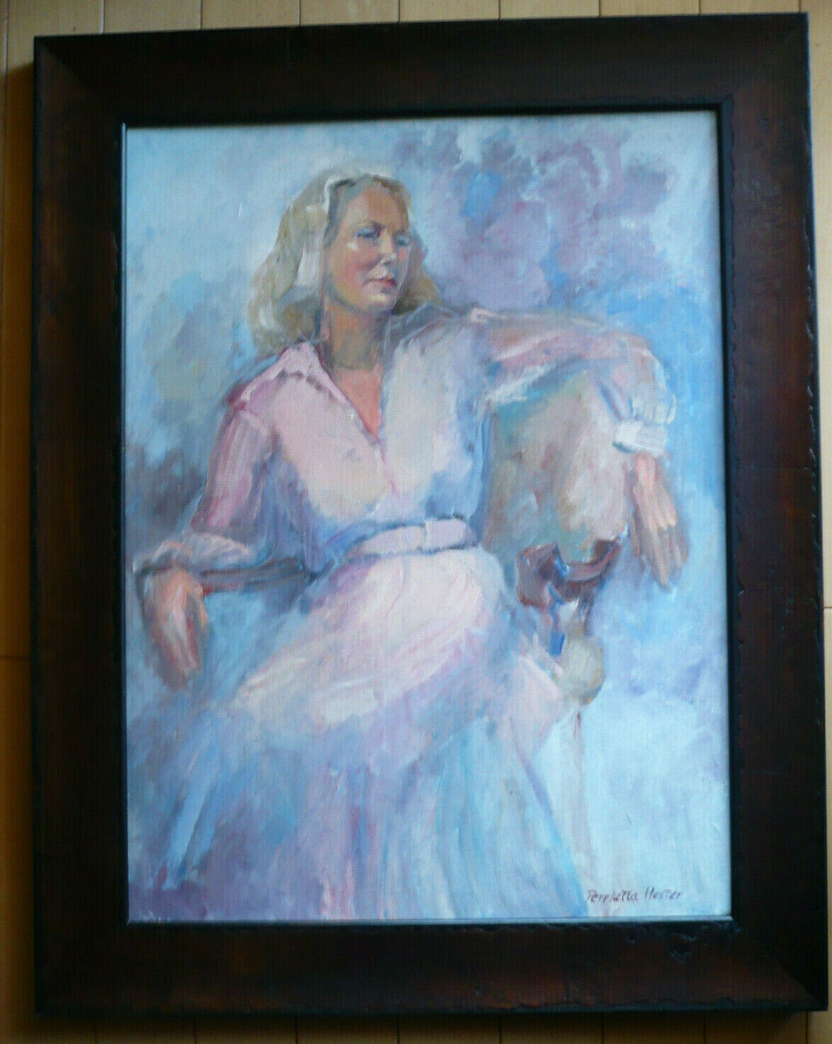 PERRIETTA HESTER, LISTED CALIFORNIA OIL FIGURAL PORTRAIT LUMINOUS IMPRESSIONIST 