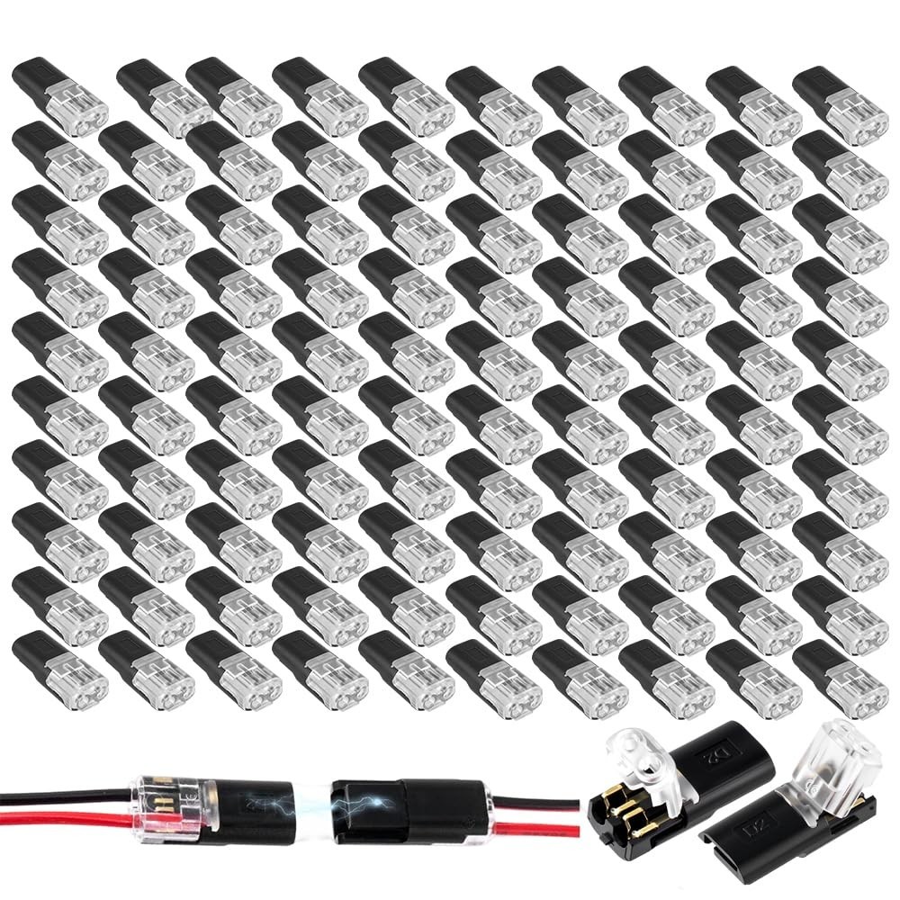 Quick Splice Wire Connector 100PCS 2 Pin Plug AWG 18-22 For Automotive LED DIY