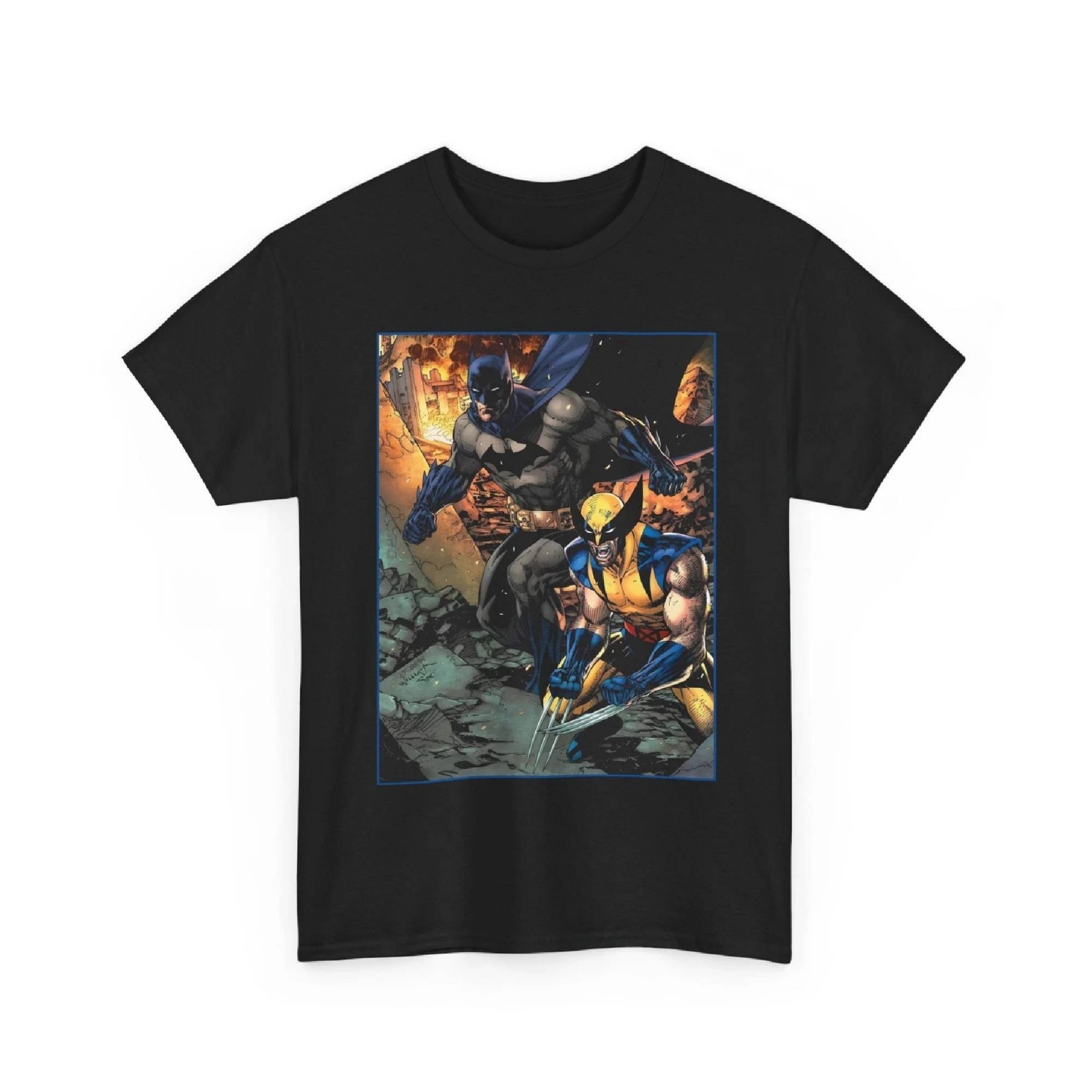 Batman & Wolverine T-Shirt DC, Marvel Comics Jim Lee Art Retro Vintage-Style Tee