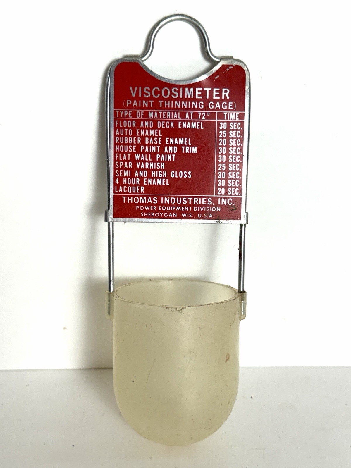 VINTAGE THOMAS VISCOSIMETER PAINT THINNING GAUGE VINTAGE THOMAS VISCOSIMETER PAINT THINNING GAUGE