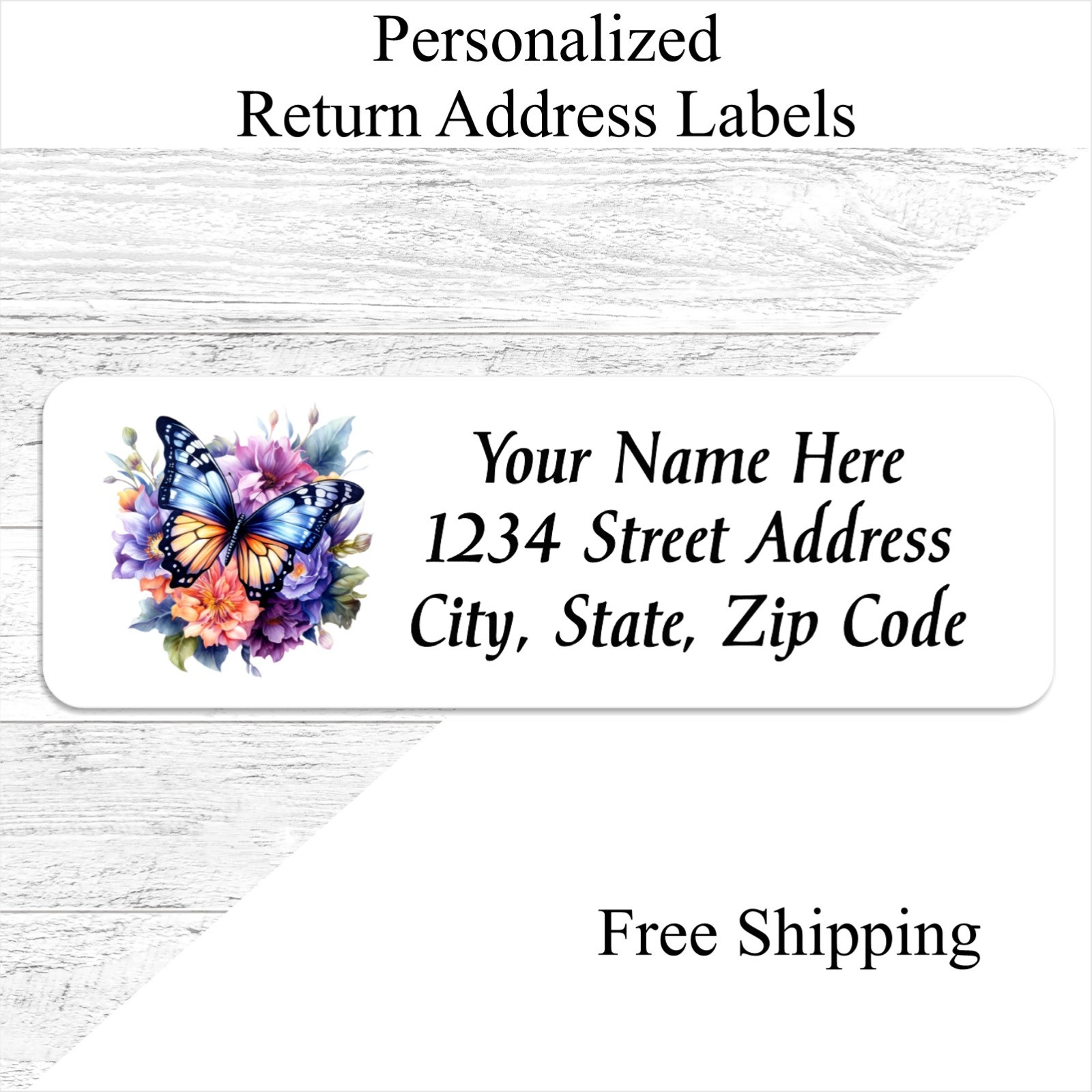 60 Floral Butterfly Personalized Return Address Labels Printed 3/4\ 60 Floral Butterfly Personalized Return Address Labels Printed 3/4\