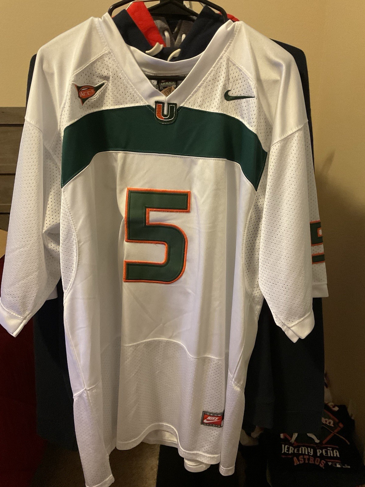 Vintage Nike Andre Johnson Miami Hurricanes Jersey XL White ACC #5 Sewn 