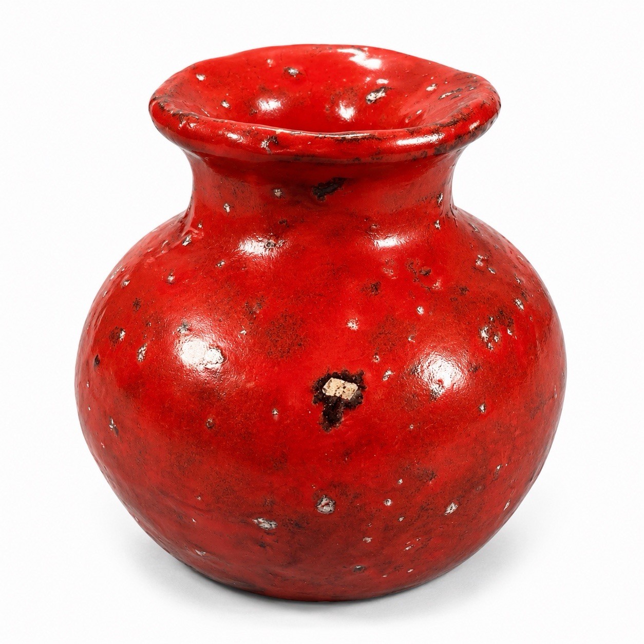 Vintage Red Glazed Pottery Vase Small Ceramic Clay Decorative Pot 4.75”