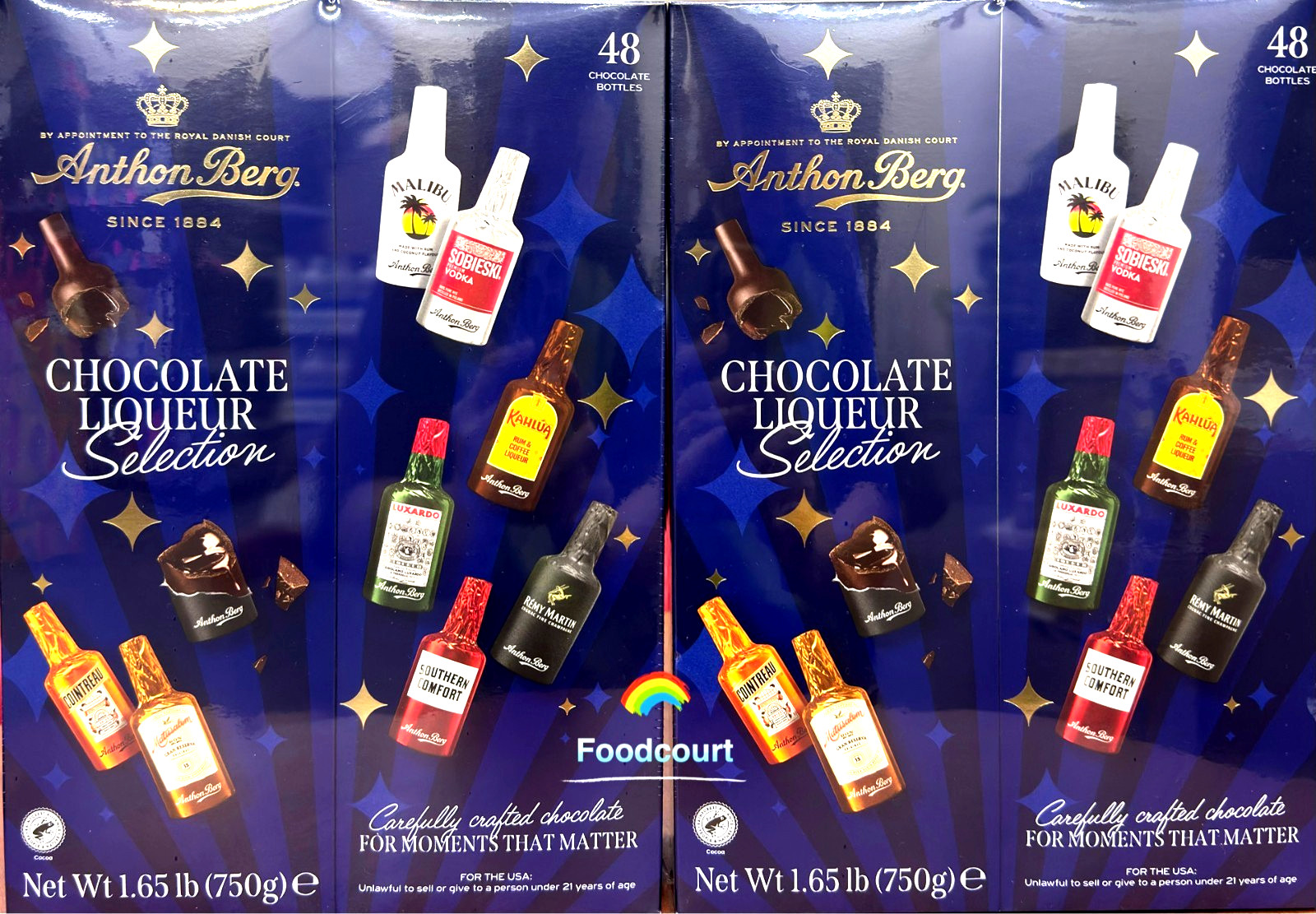 2 x Anthon Berg Dark Chocolate Liqueur Liquor filled Bottles 48 CT 1.65 LB Each