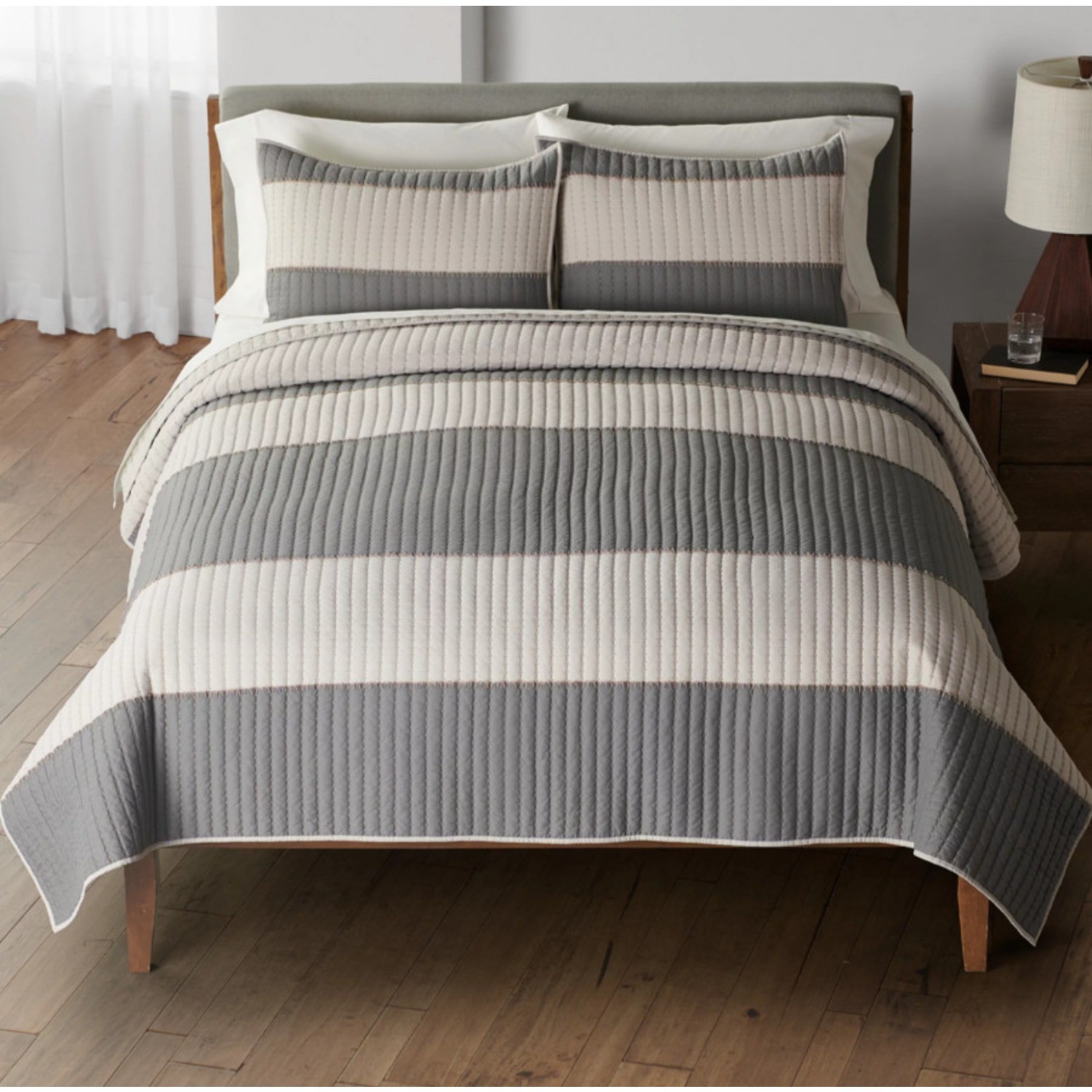 Sonoma Good For Life King/Cal king Sunbury Stripe Neutral 100% Cotton Quilt 