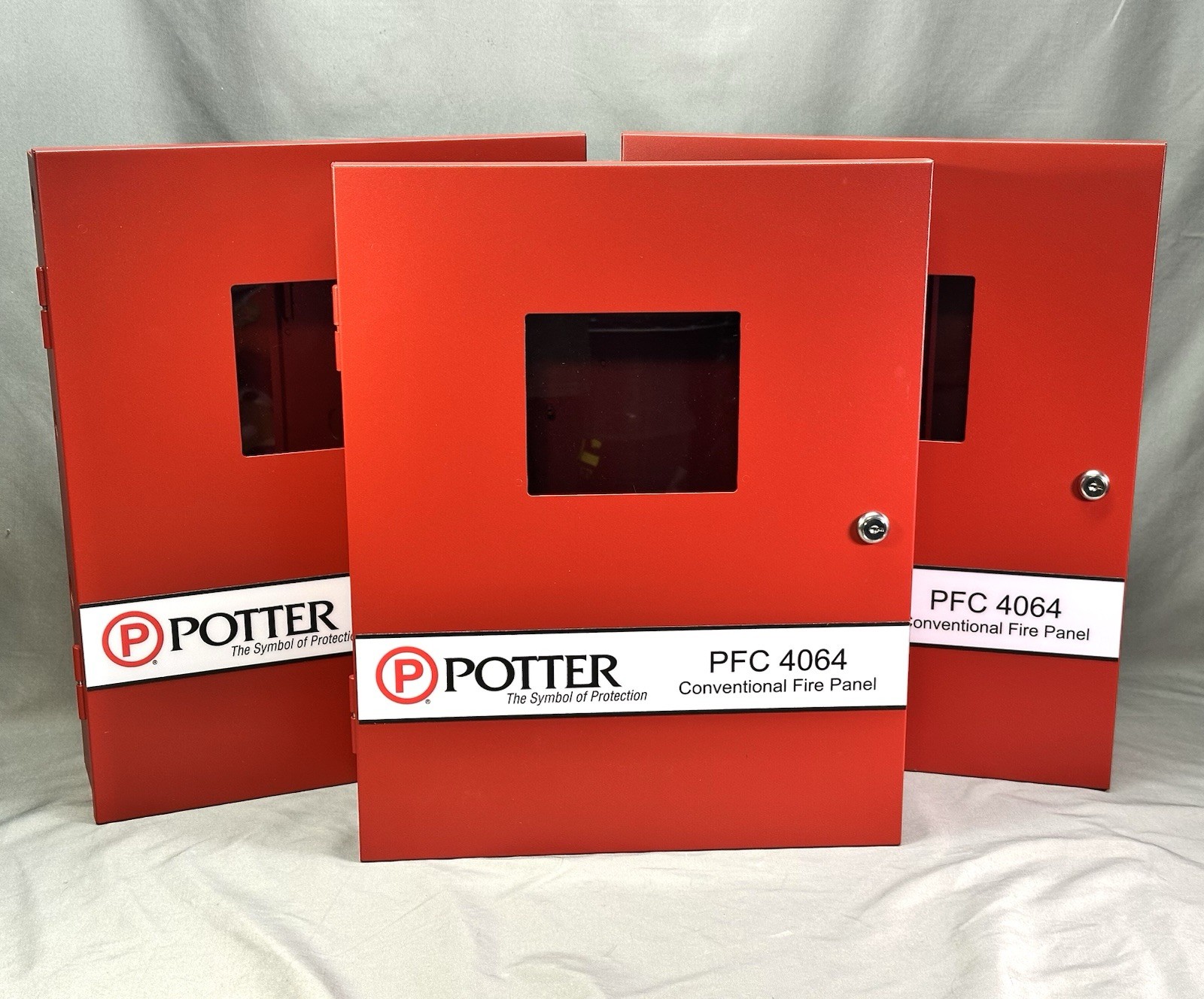 Lot Of 3 Potter PFC-4064 Fire Alarm Control Panel Red Cabinet Case Only New