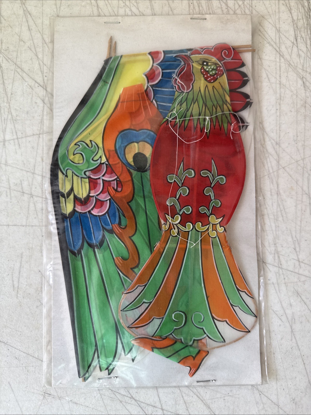 Vtg Chinese Colorful Bird Paper Kite NOS sealed W/string Vtg Chinese Colorful Bird Paper Kite NOS sealed W/string