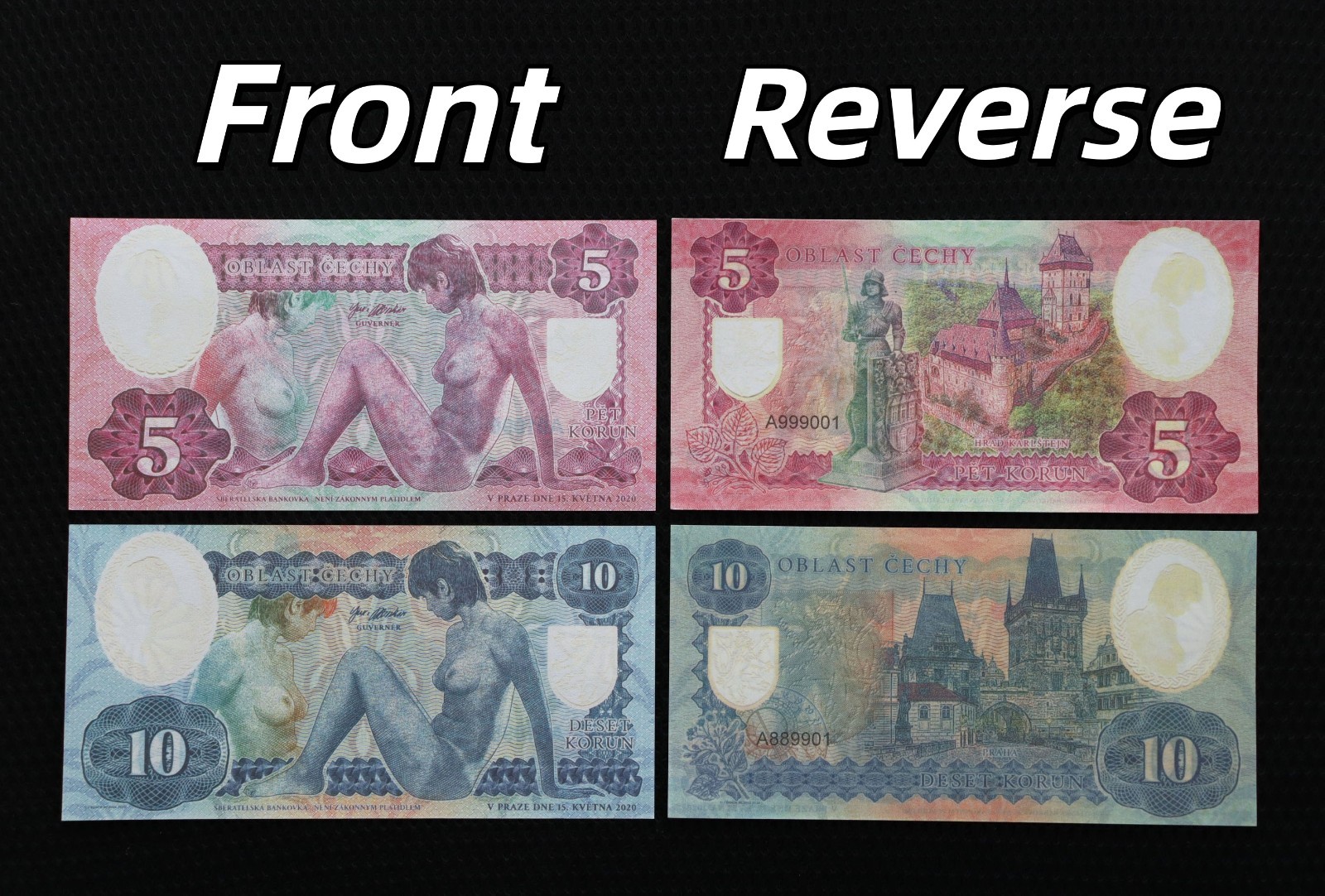 SET Czech Bohemia, 5 - 10 Korun, 2020, 4pcs/ Collectable Note/Ticke/unc