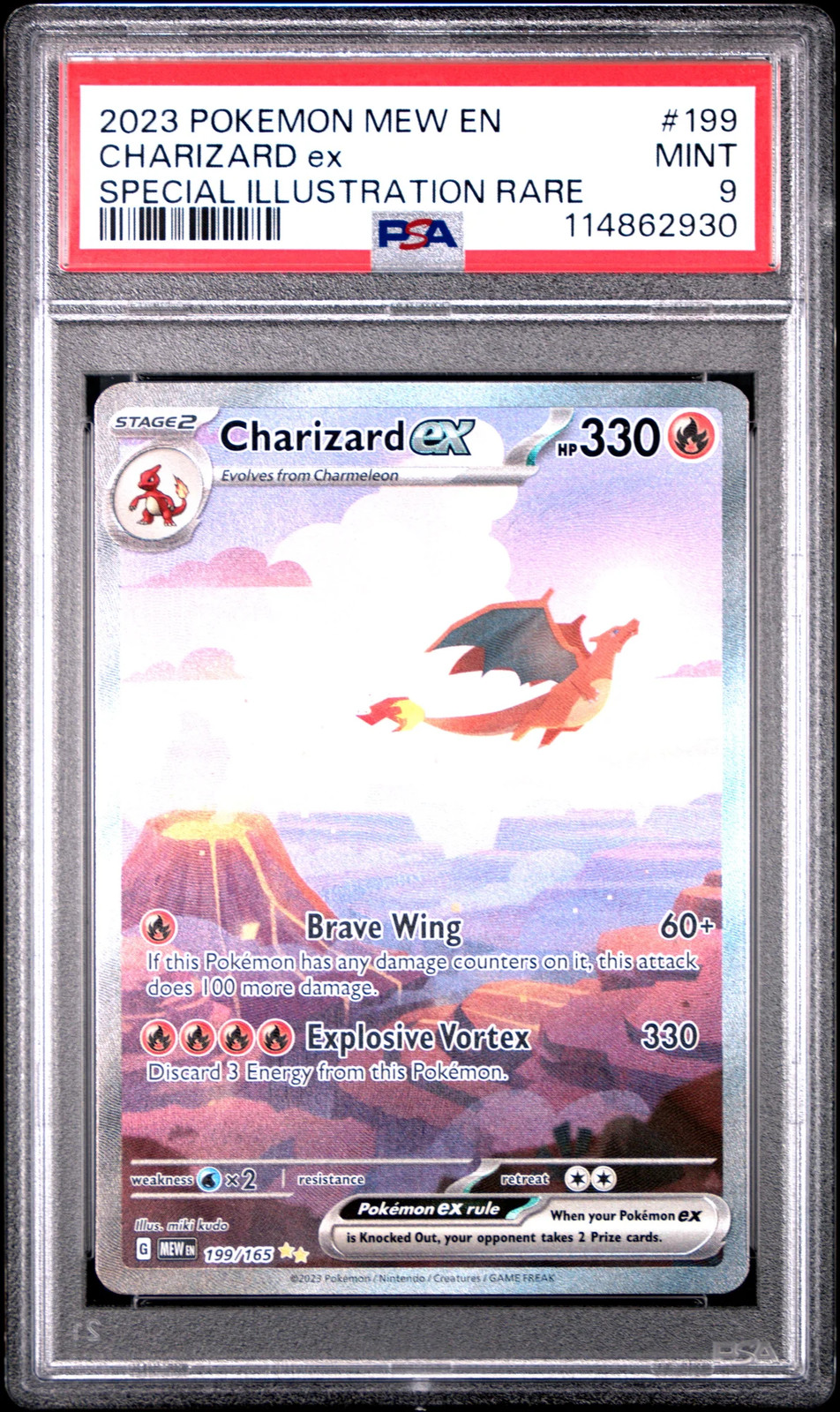 2023 Pokemon Mew EN-151 Charizard EX Special Illustration Rare #199 PSA 9