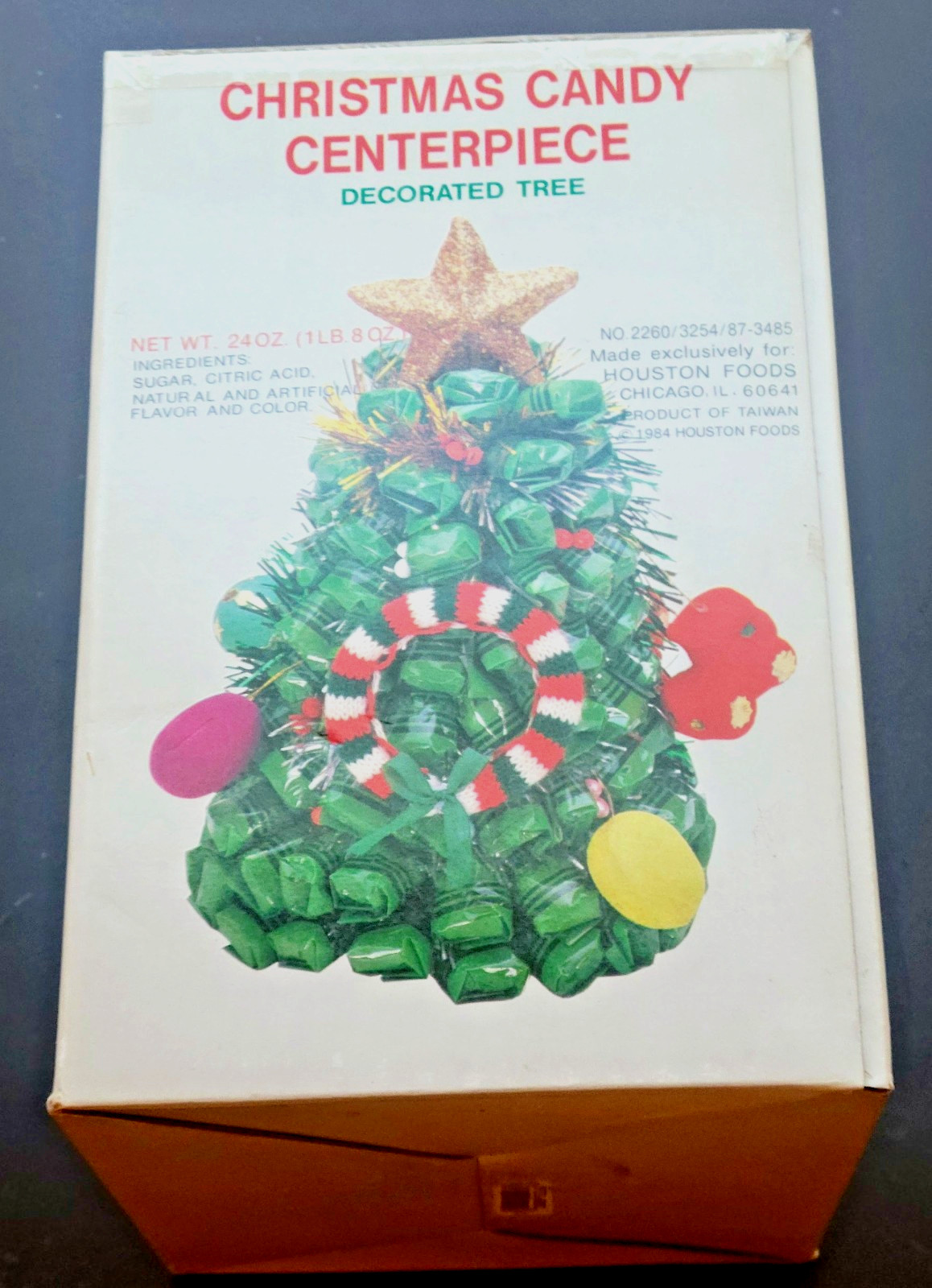 Vtg 1984 Houston Foods Christmas Candy Tree Centerpiece Retro Holiday Decor NOS