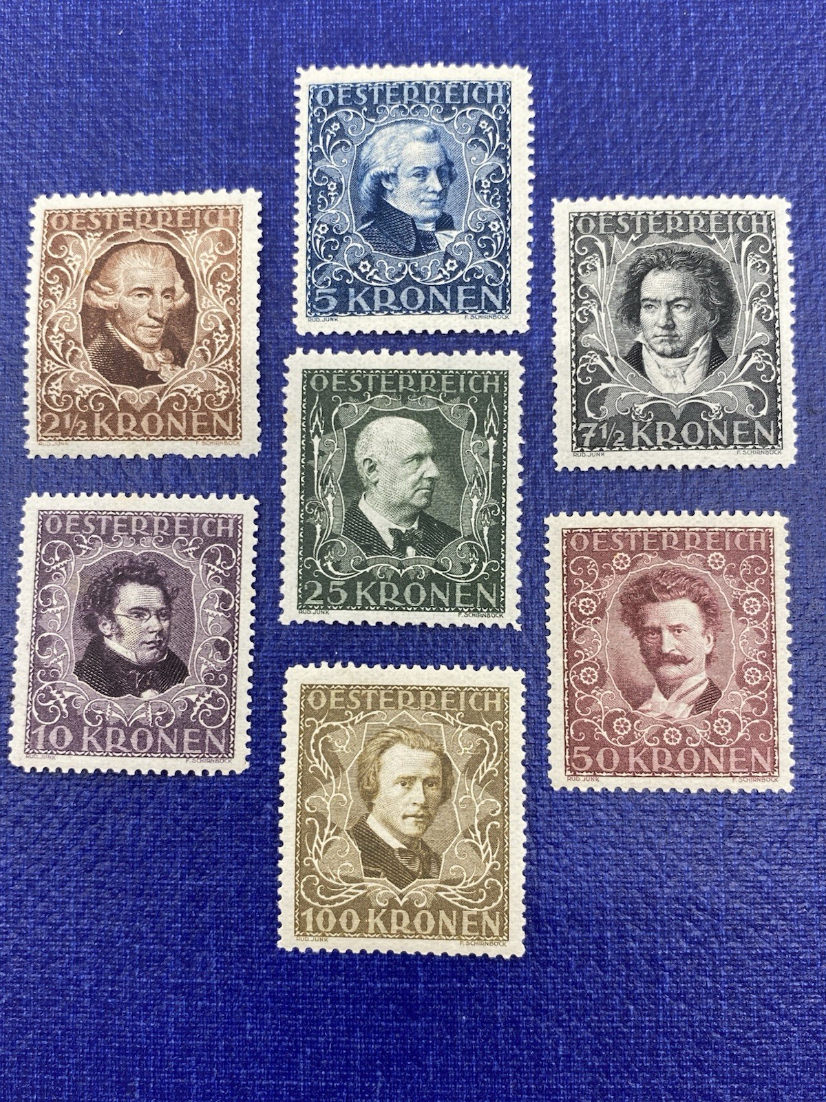 AUSTRIA 1922 SC# B50-56, Musicians, Semi-Postal, Mint LH & MH, Original Gum.