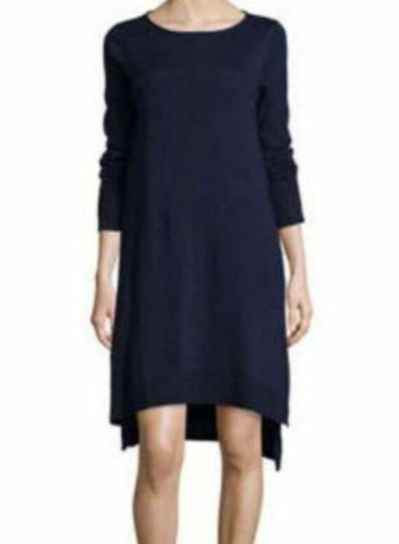 $268 NWT Eileen Fisher Italian Merino Jersey MIDNIGHT Navy Dress 1X