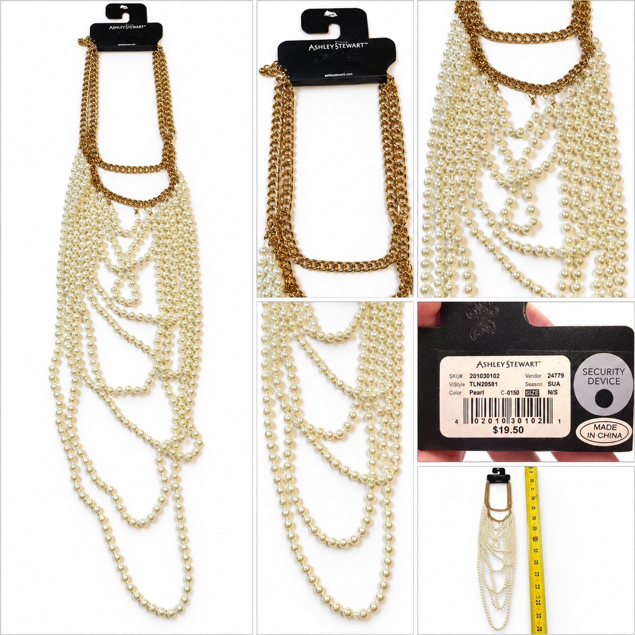 Ashley Stewart Multi Strand Faux Pearl Gold Tone Statement Necklace NWT Ashley Stewart Multi Strand Faux Pearl Gold Tone Statement Necklace NWT