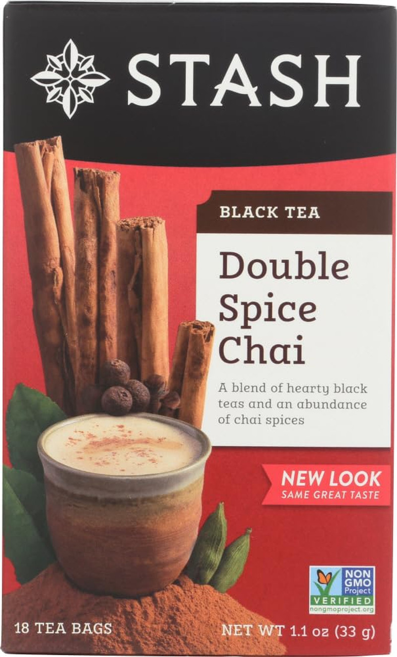 Stash Tea Double Spice Chai Black Tea, 36 Foil Tea Bags Total