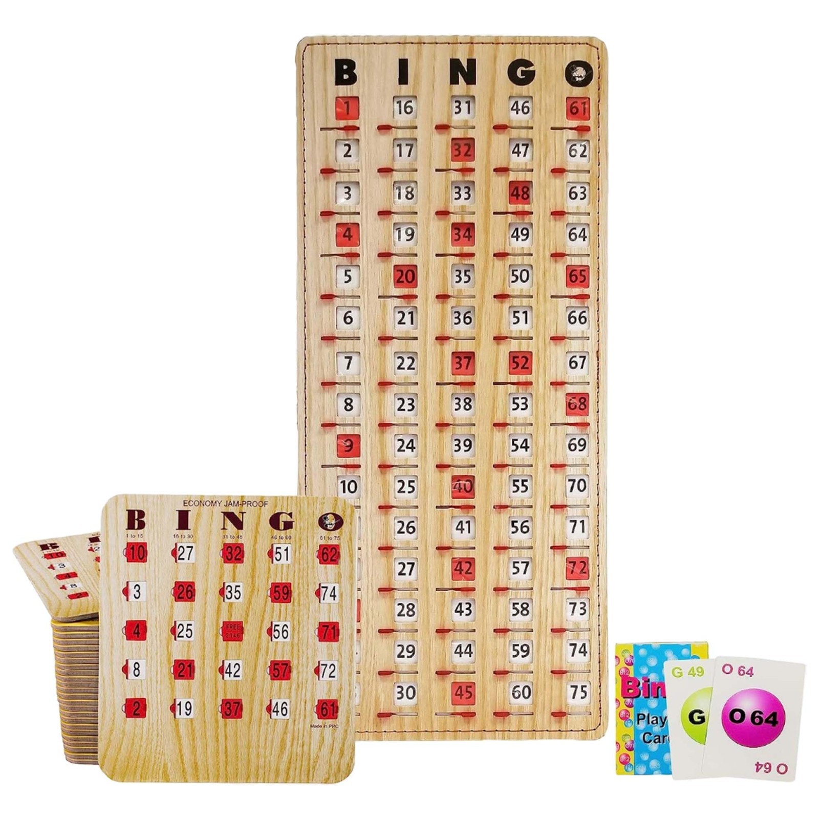 Mr Chips Bingo Set 25 Reusable Shutter Cards 75 Calling Cards Master Board