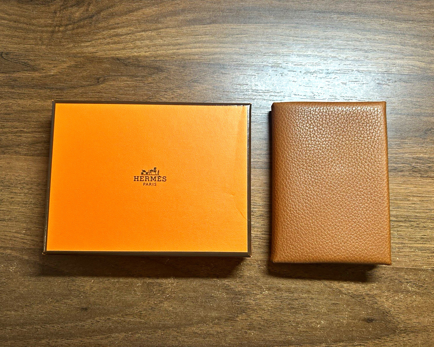 HERMÈS Calvi Duo Barenia Faubourg Card Case Wallet