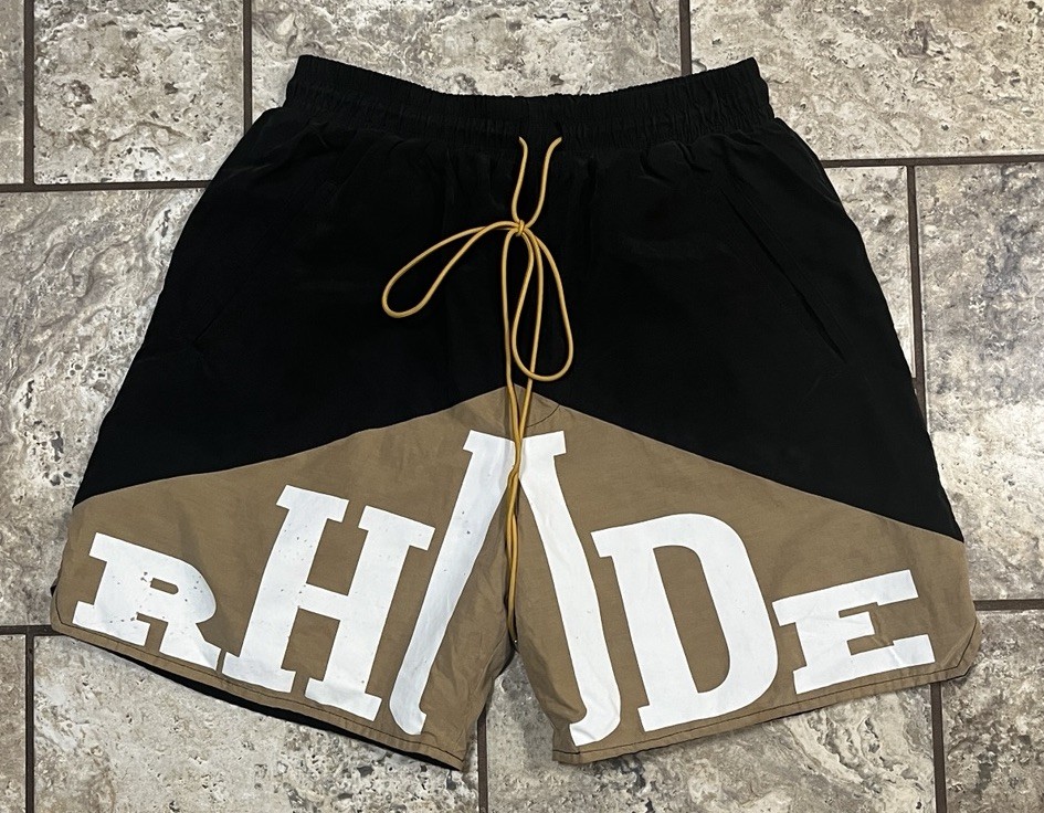 Authentic Rhude Yachting Logo Shorts Black Brown Cupro Spell Out Size Small Authentic Rhude Yachting Logo Shorts Black Brown Cupro Spell Out Size Small