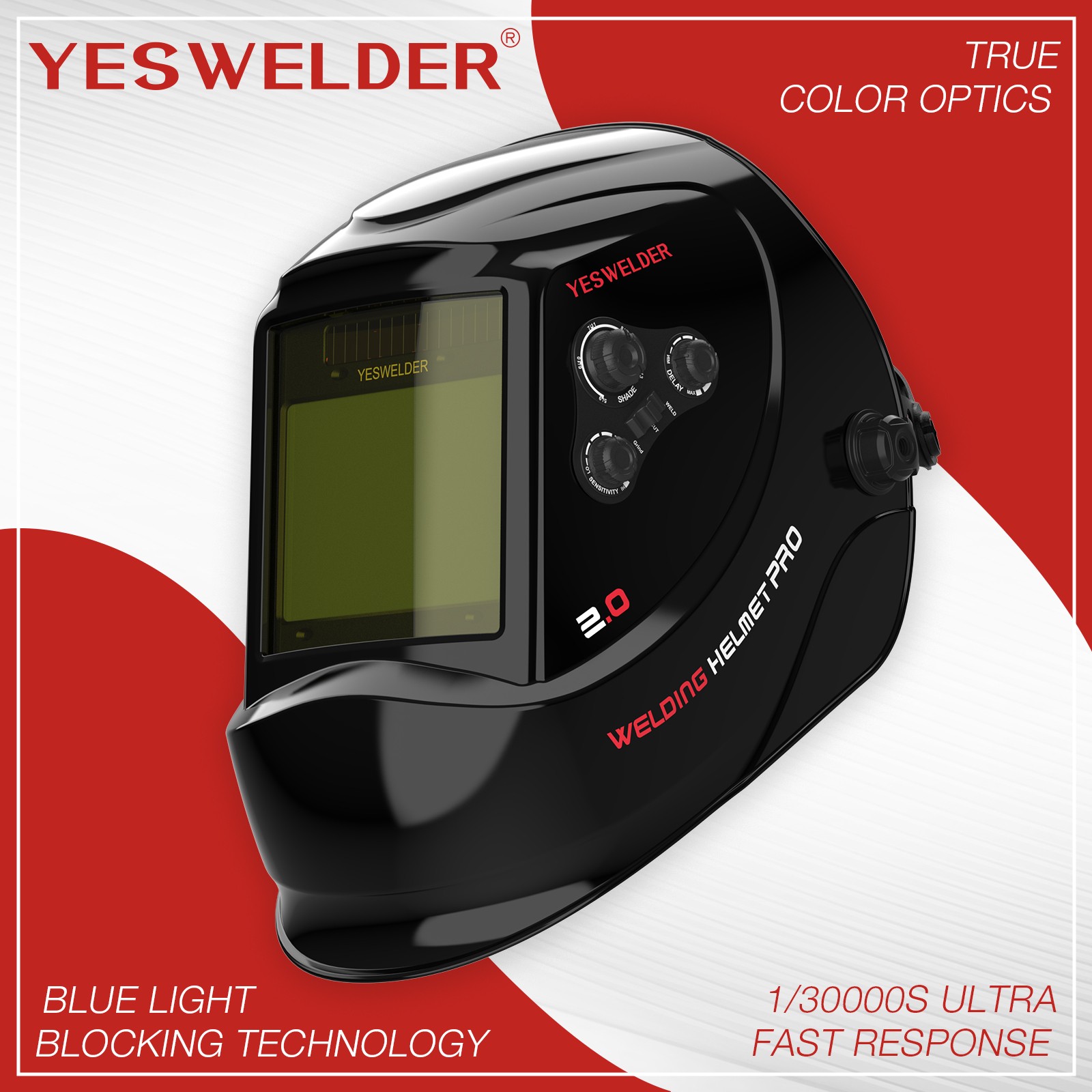 True Color Extra Large View Welding Helmet Auto Darkening Welder Helmet