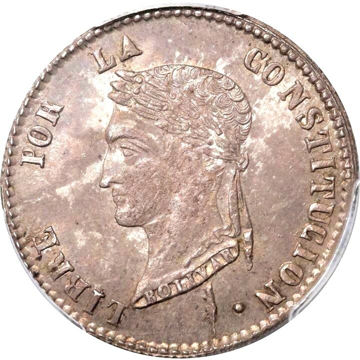 1856 PTS-FJ Bolivia 4 Soles, PCGS MS 63