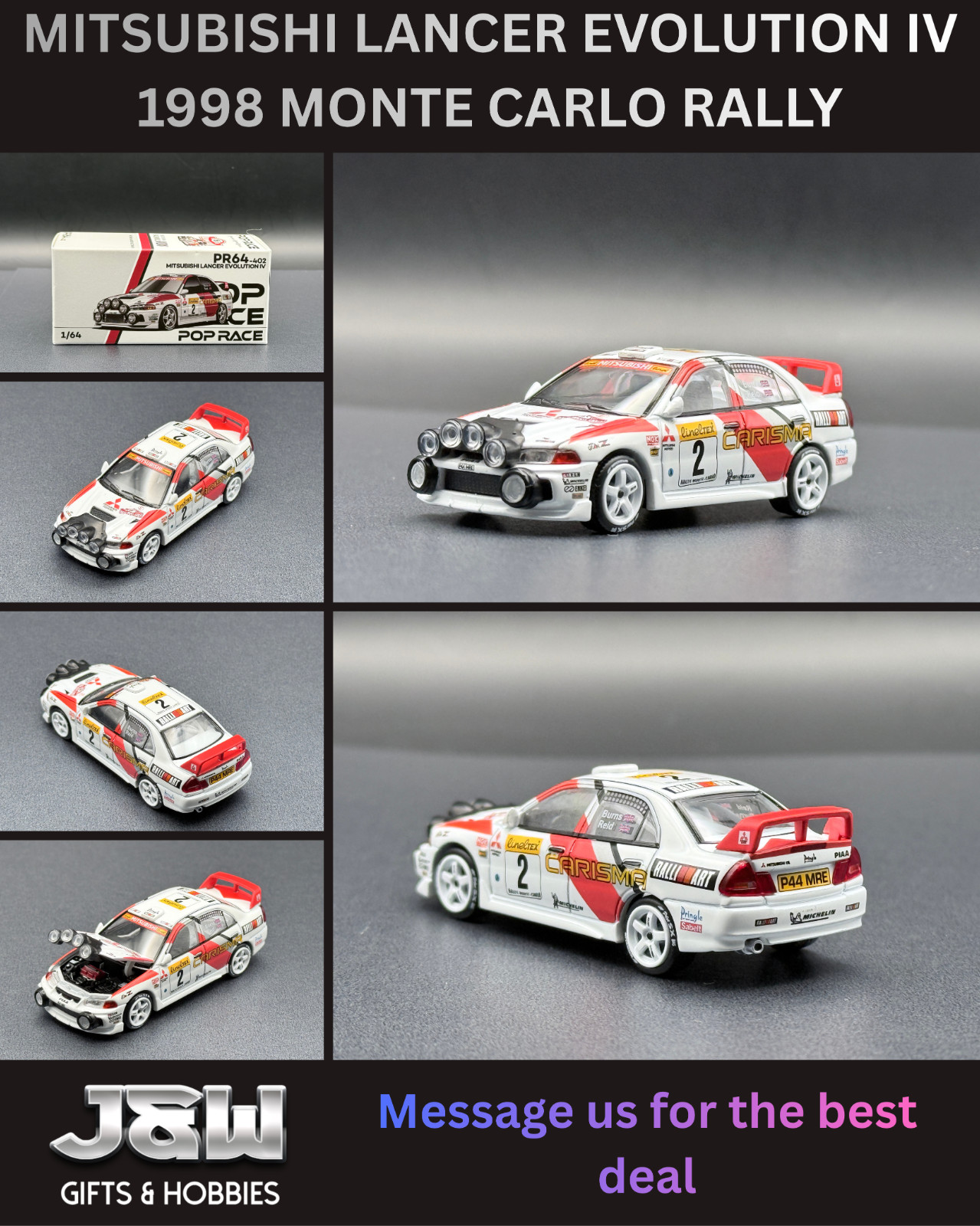 POP RACE MITSUBISHI LANCER EVOLUTION IV 1998 MONTE CARLO RALLY 640402 1/64