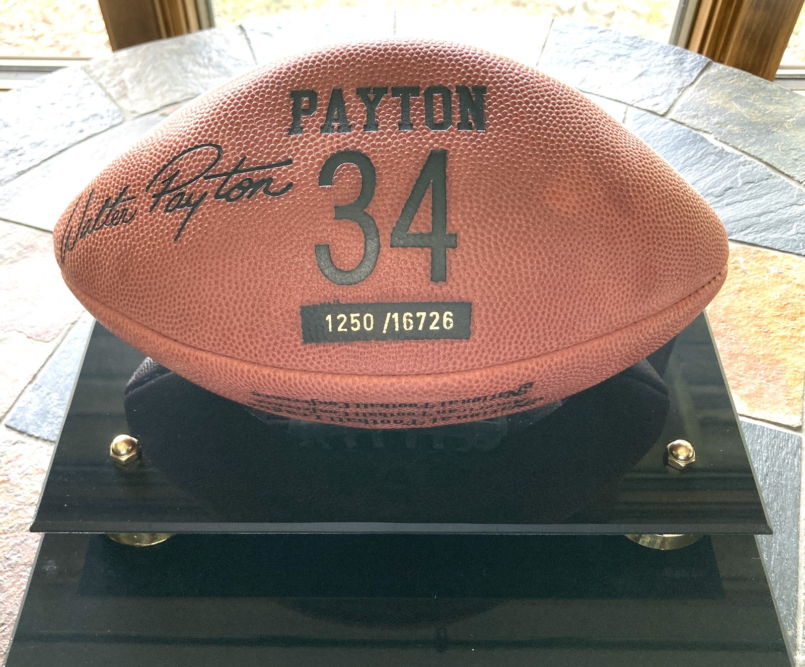 WALTER PAYTON Commemorative Football #1250-16726 w/ plastic display case