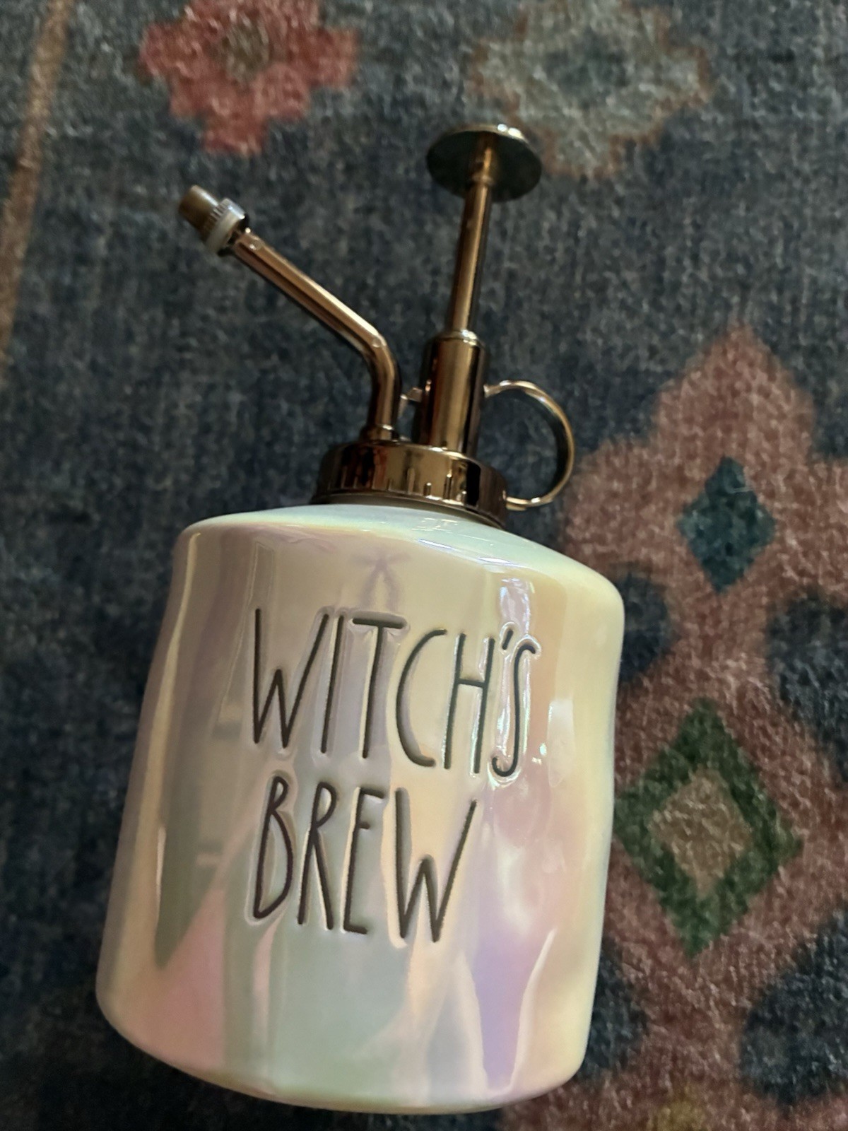 Rae Dunn WITCH’S BREW Plant Mister Iridescent Halloween Ceramic NWT Magenta