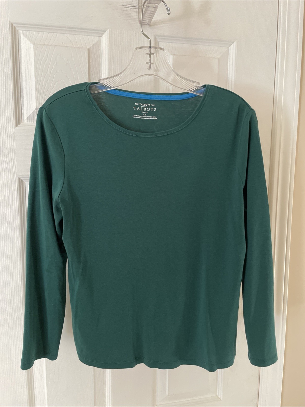 TALBOTS Womens Sz LP Long Sleeve Pretty green Top Pull Over Gorgeous