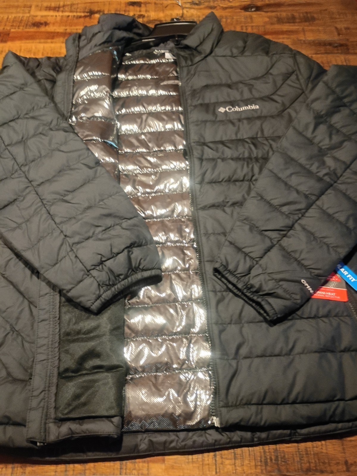MENS Columbia  White Out Omni Heat SILVER DOT Puffer Jacket Black Sz XXL
