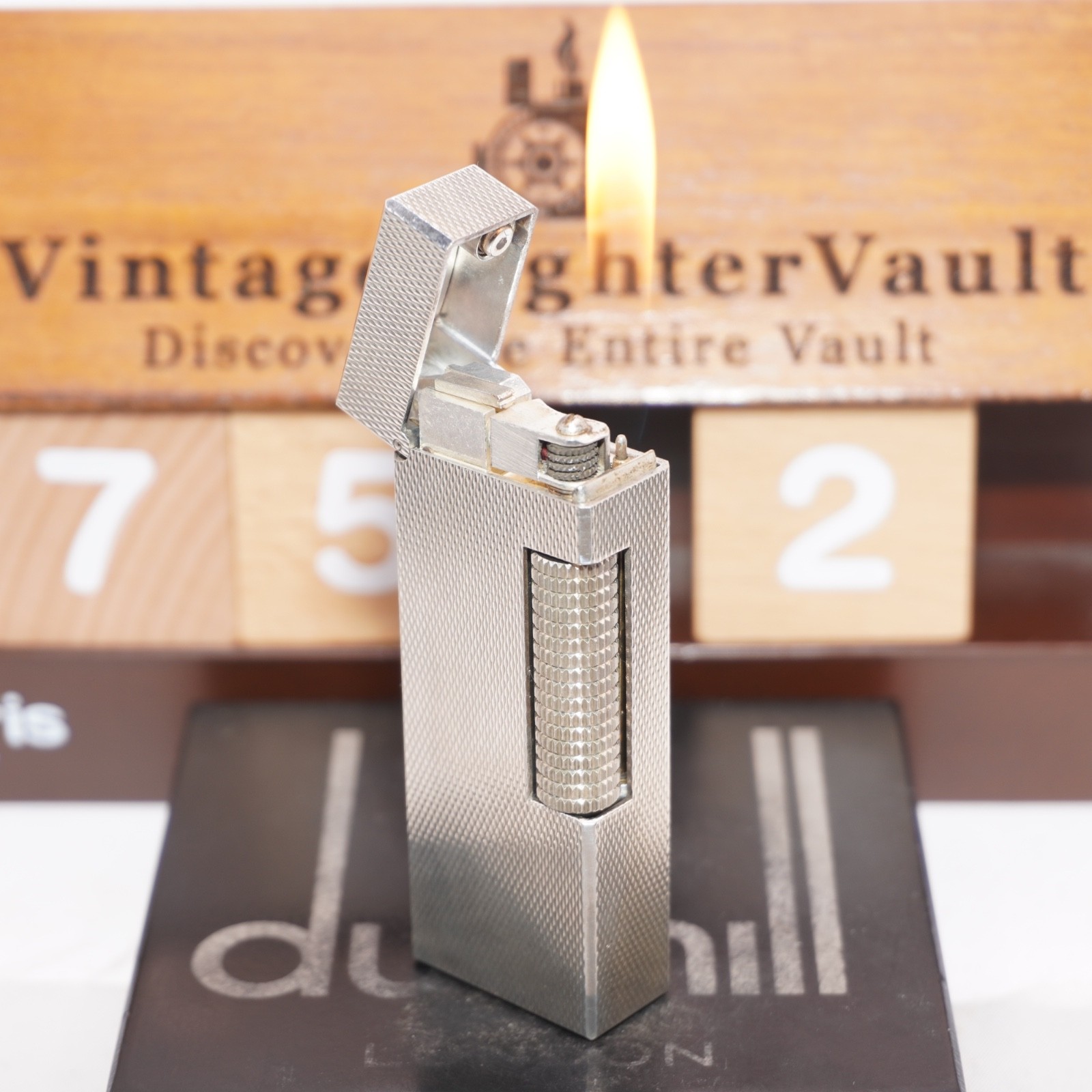 Dunhill Lighter Silver Barley Pattern _Ultrasonically Cleaned_Working