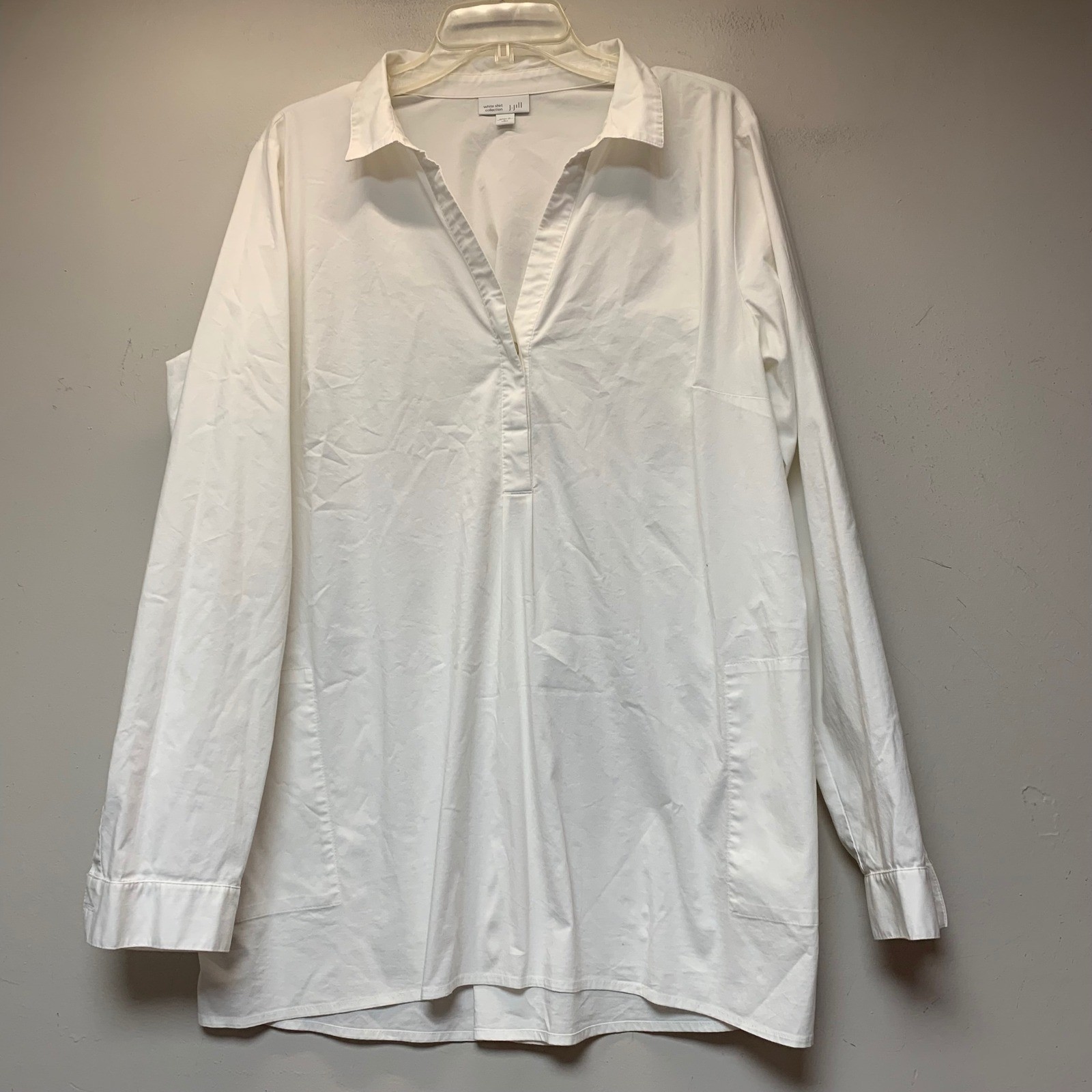 J. Jill White Shirt Collection Tunic Womens L Tall White Excellent Split Neck