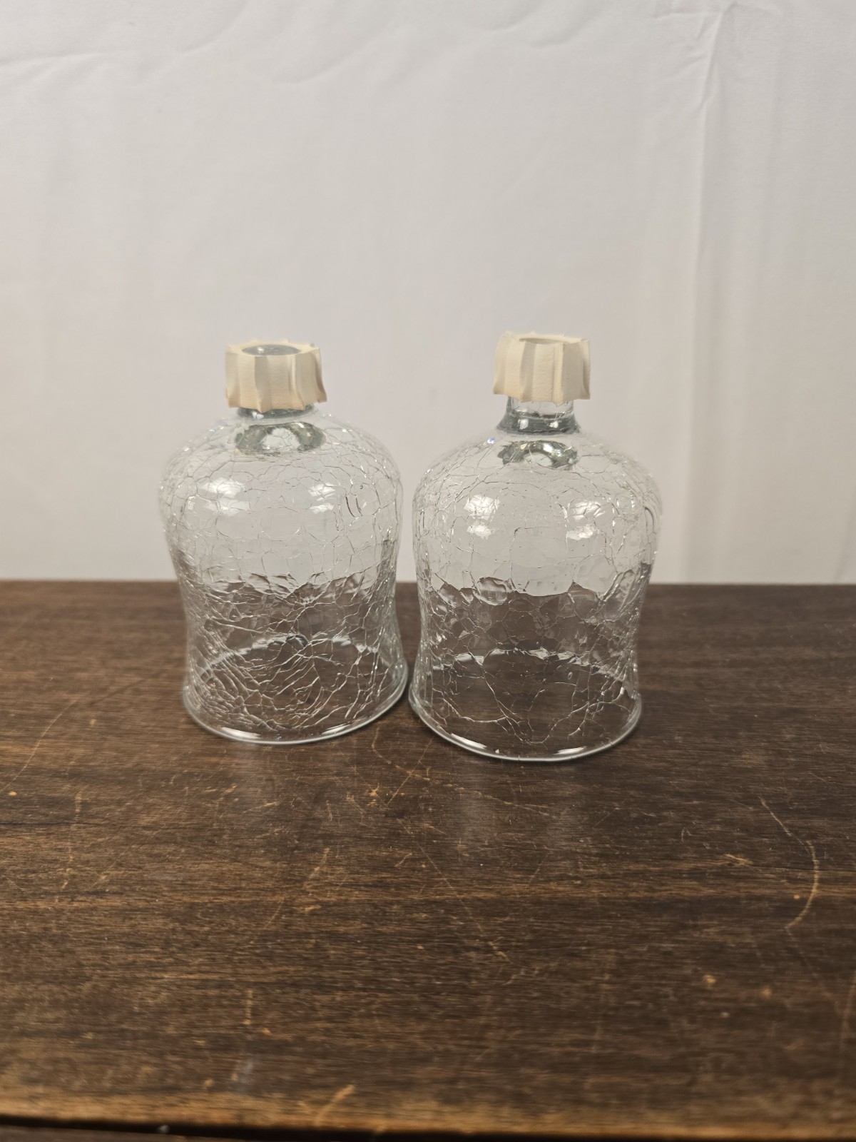 Set Of 2 Partylite Clear Crackled Glass Peglite Votive Candle Holder W/Grommets
