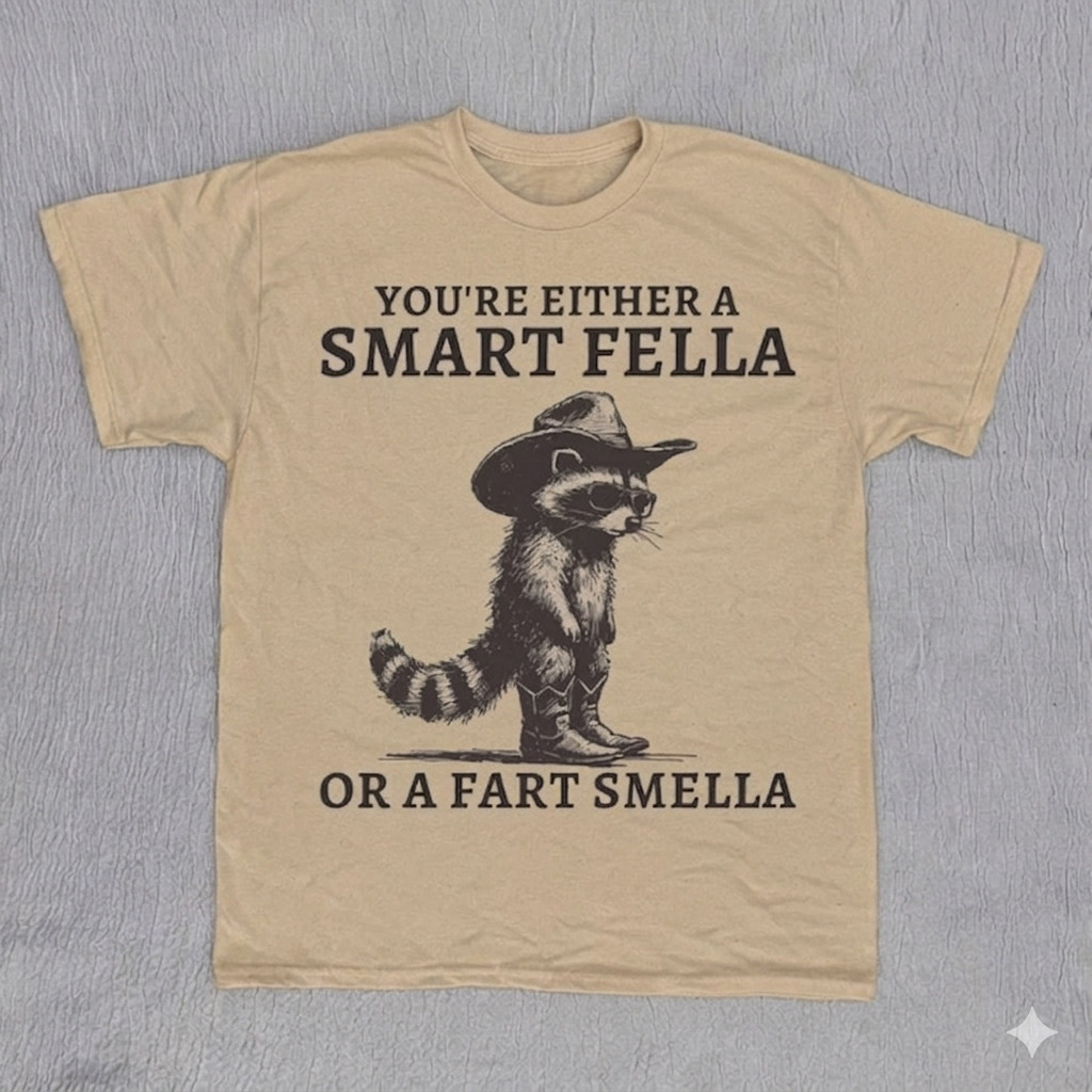 Retro Smart Fella Raccoon Vintage T-Shirt Funny Distressed Gift Tee