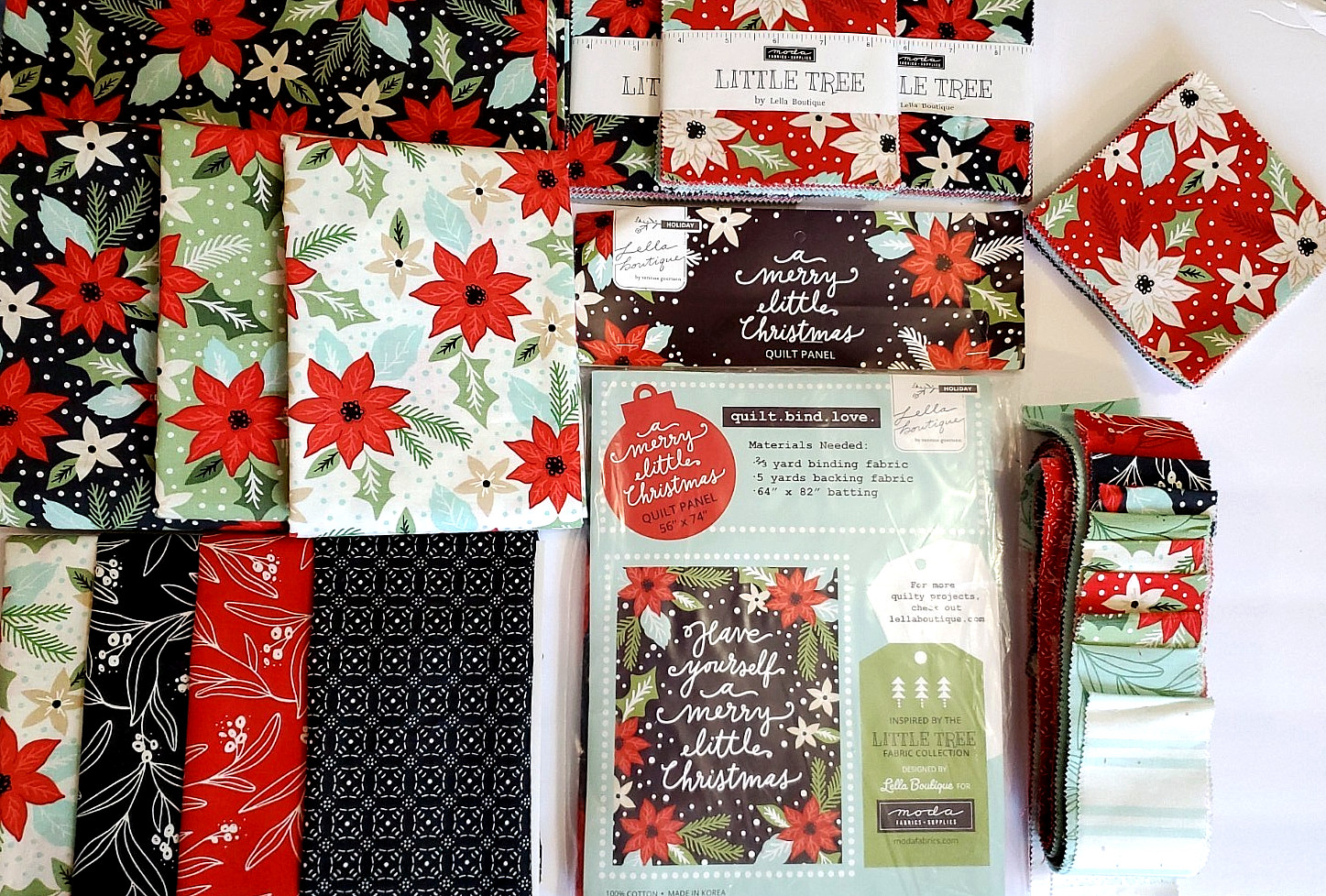 Moda Lella Boutique Merry Little Christmas Quilt Panel-Bundle OOP Lot