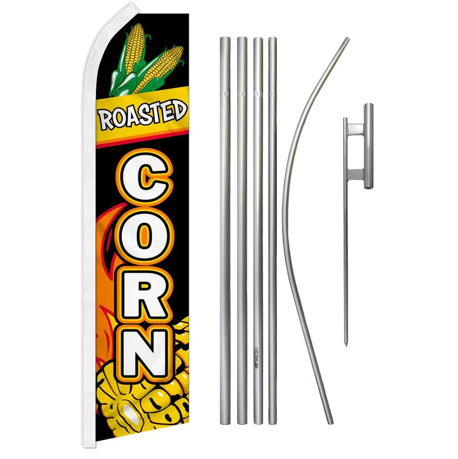 Roasted Corn Swooper Flutter Feather Advertising Food Flag & Pole Kit Roasted Corn Swooper Flutter Feather Advertising Food Flag & Pole Kit