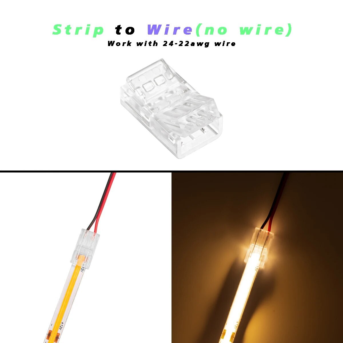 COB LED Strip Connector Fast Connectors For 2pin 8/10mm 2pin SMD COB 5050 2835