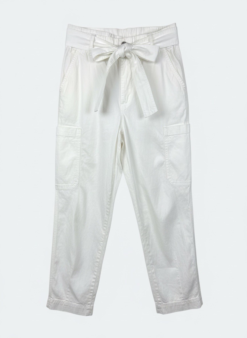 Chico’s Size 00/US 2 White Casual Relaxed Pull On Tapered Crop Belt Pants White