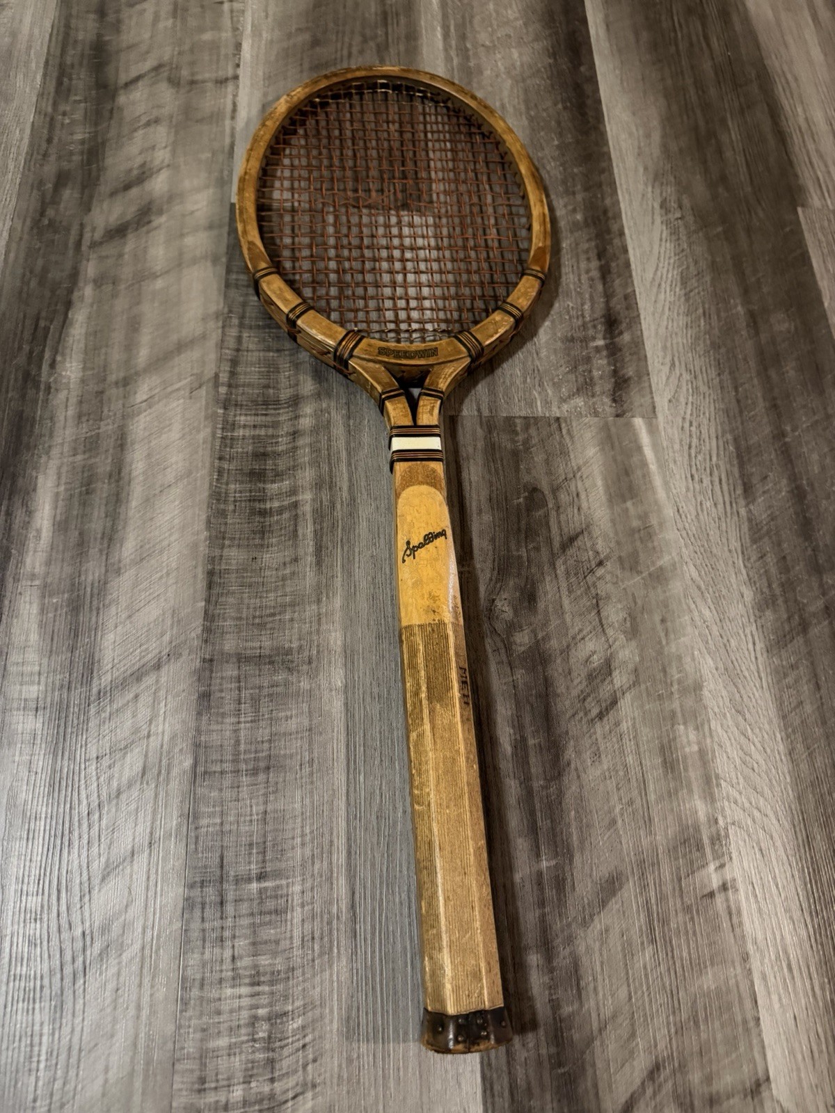 Rare Wooden Tennis Racquet SPALDING SPEEDWIN WOOD Antique Vintage Gold Medalist