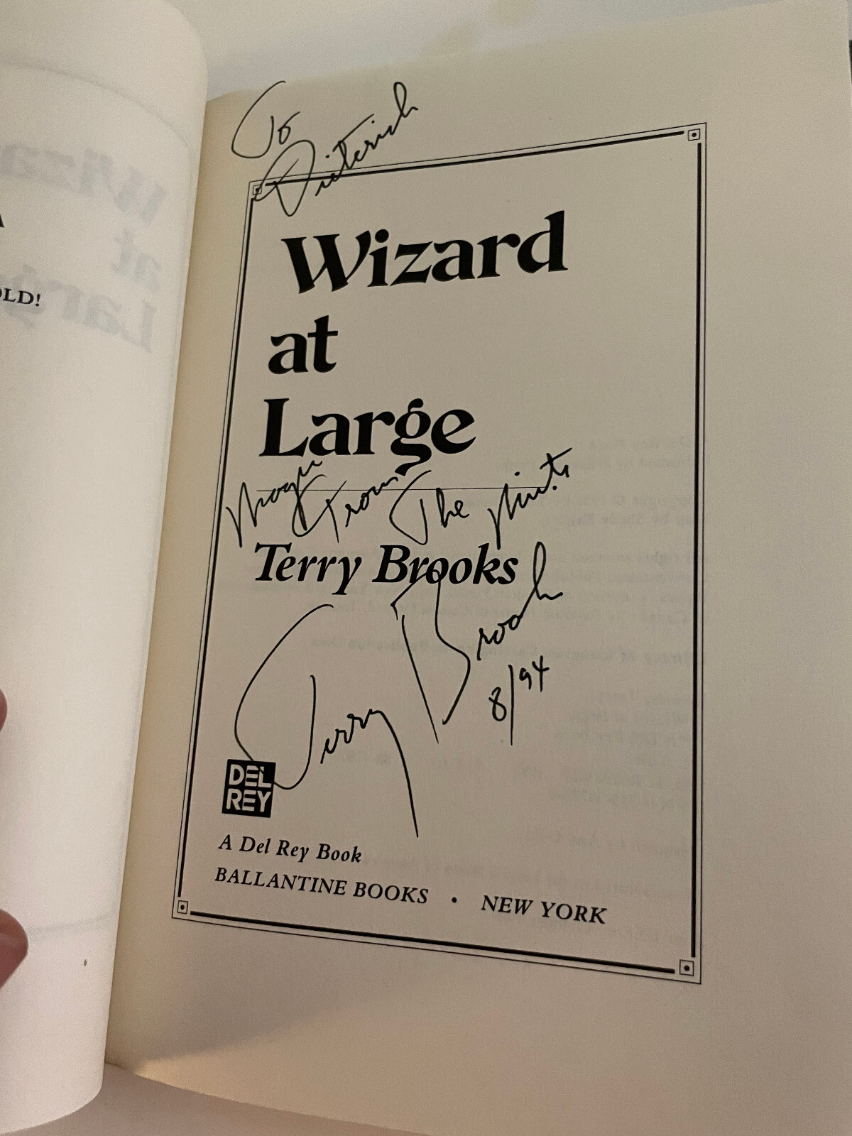 Terry Brooks: Wizard at Large, Signed 1st/2nd HB w/DJ