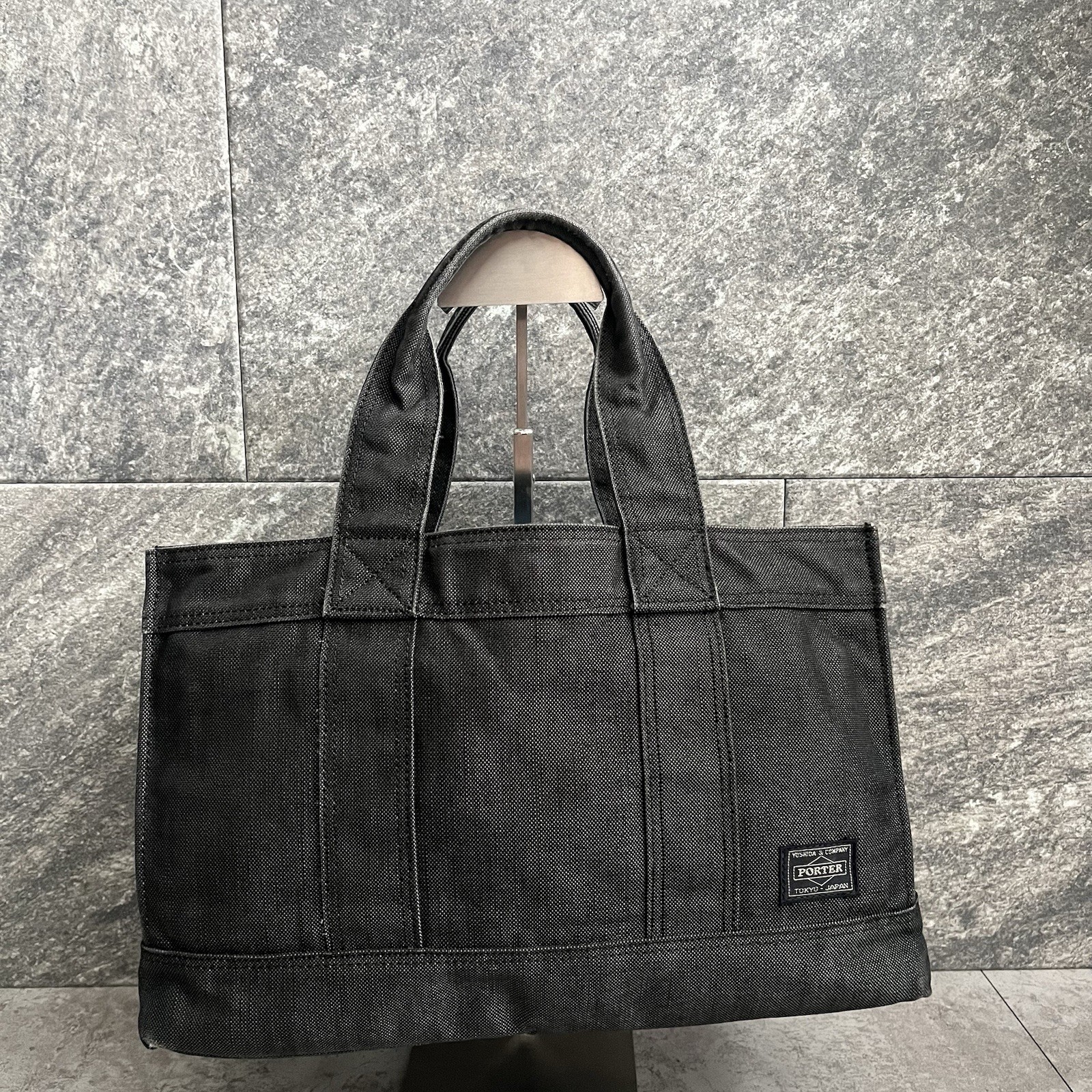PORTER SMOKY Tote Bag Black Canvas Yoshida Kaban Made in Japan