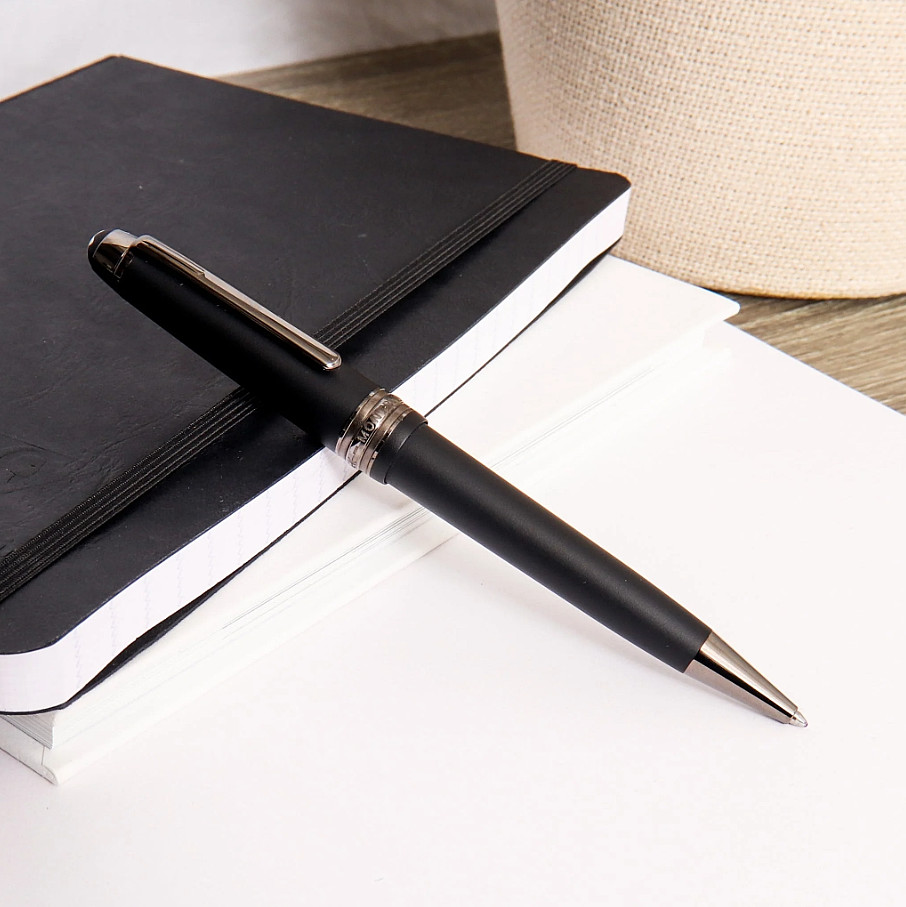 Montblanc Meisterstuck Classique Matte Black Silver Ballpoint Pen 164 New Boxed