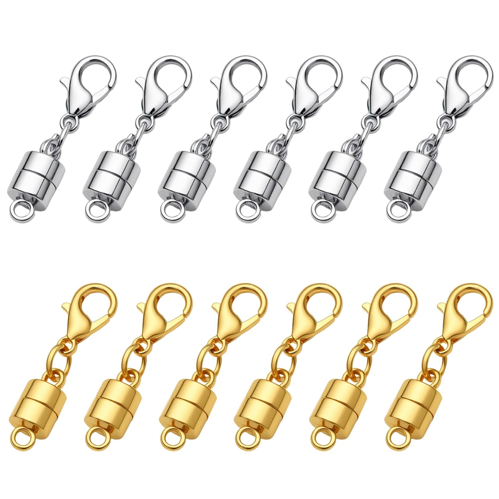 12Pcs Magnetic Necklace Clasps and Jewelry for gold&silver