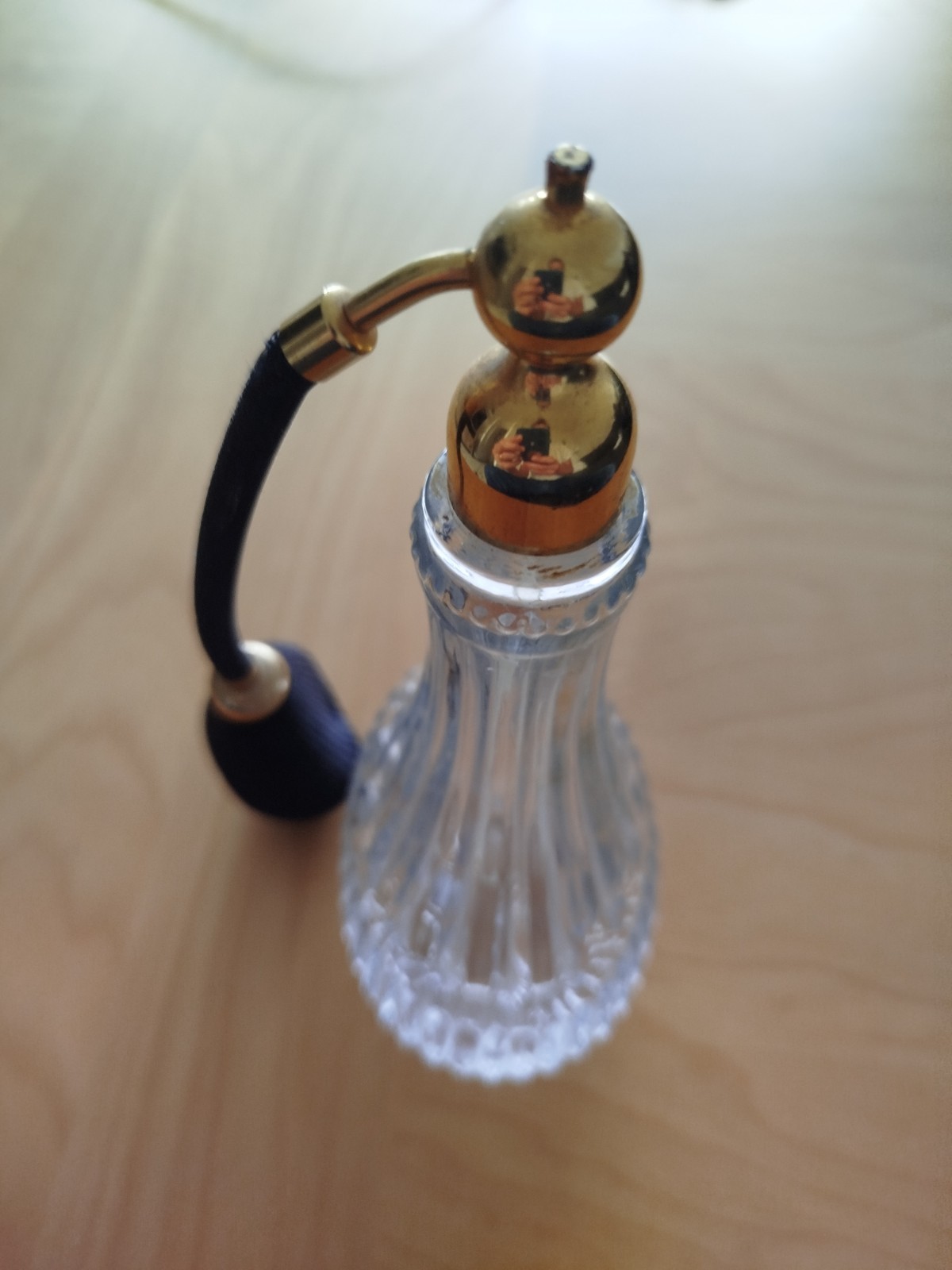 Vintage Perfume Bottle MARCEL FRANCK Paris Twisted Glass Pear Atomizer Gold