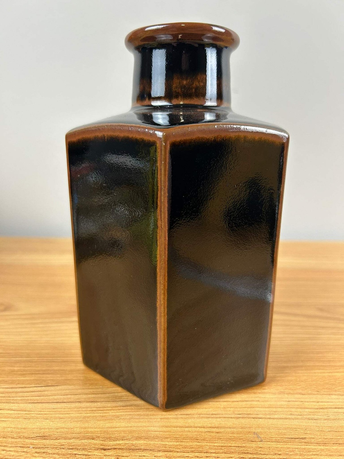 Niels Refsgaard For Dansk Black Hexagon Stoneware Modernist Vase