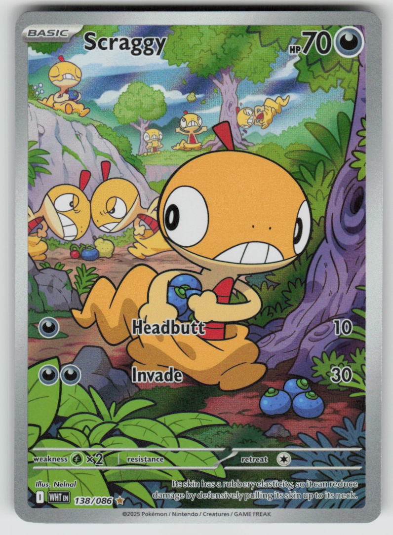 Scraggy 138/086 Holo Illustration Rare White Flare Pokemon NM
