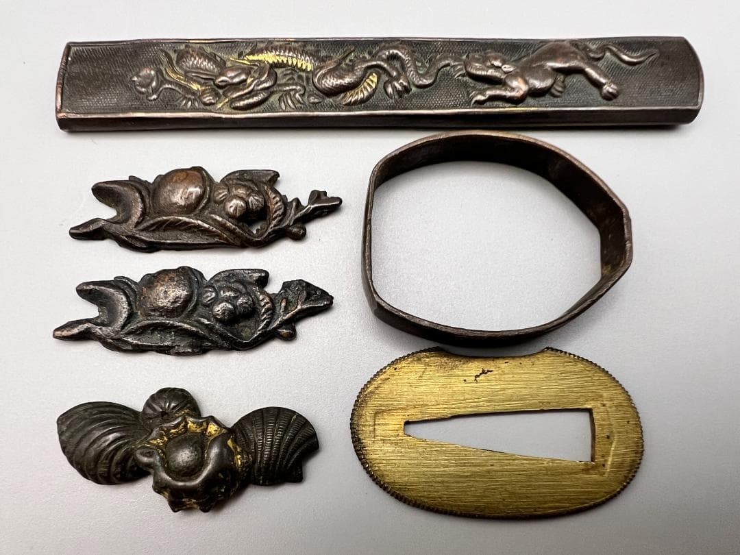 Japanese Menuki Sword Fitting Katana Antique Edo-Meiji metalworksmall patterndra