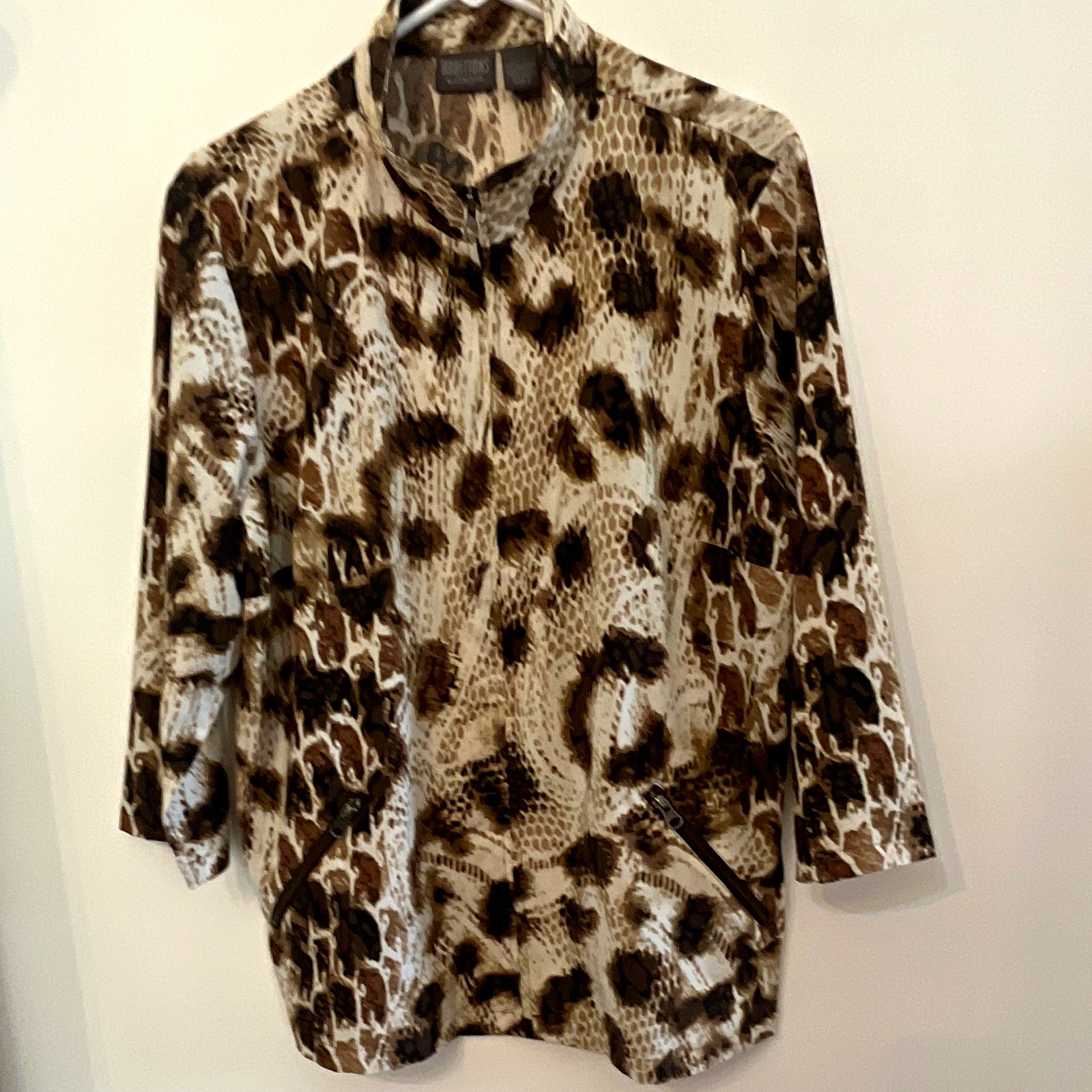 ADDITIONS by Chico’s Women’s Animal Print Zip Front Jacket Size 2 (12/14)