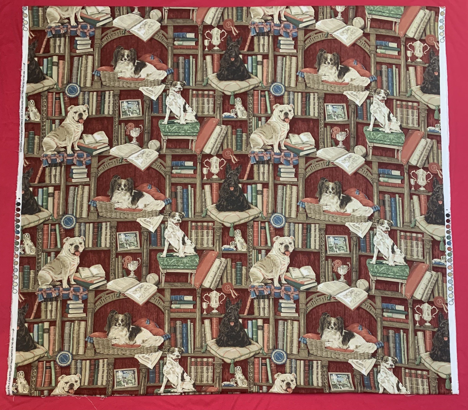 *OOP/VTG/HTF* P Kaufmann Dog Fabric “Best In Show” Dog library 48” Lx WOF (55”)